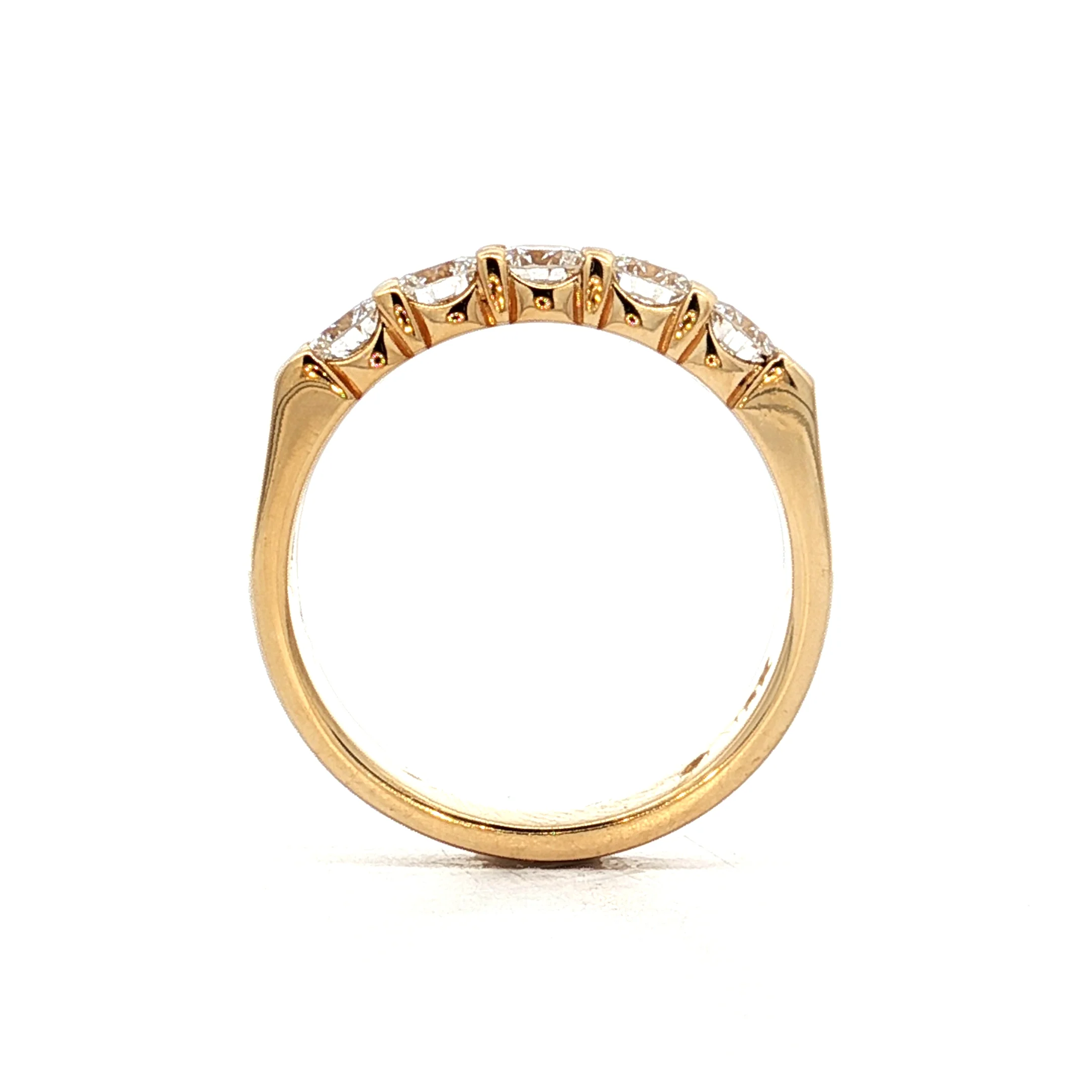 .75 Five Stone Diamond Wedding Band in 18k Yellow Gold - Image 4