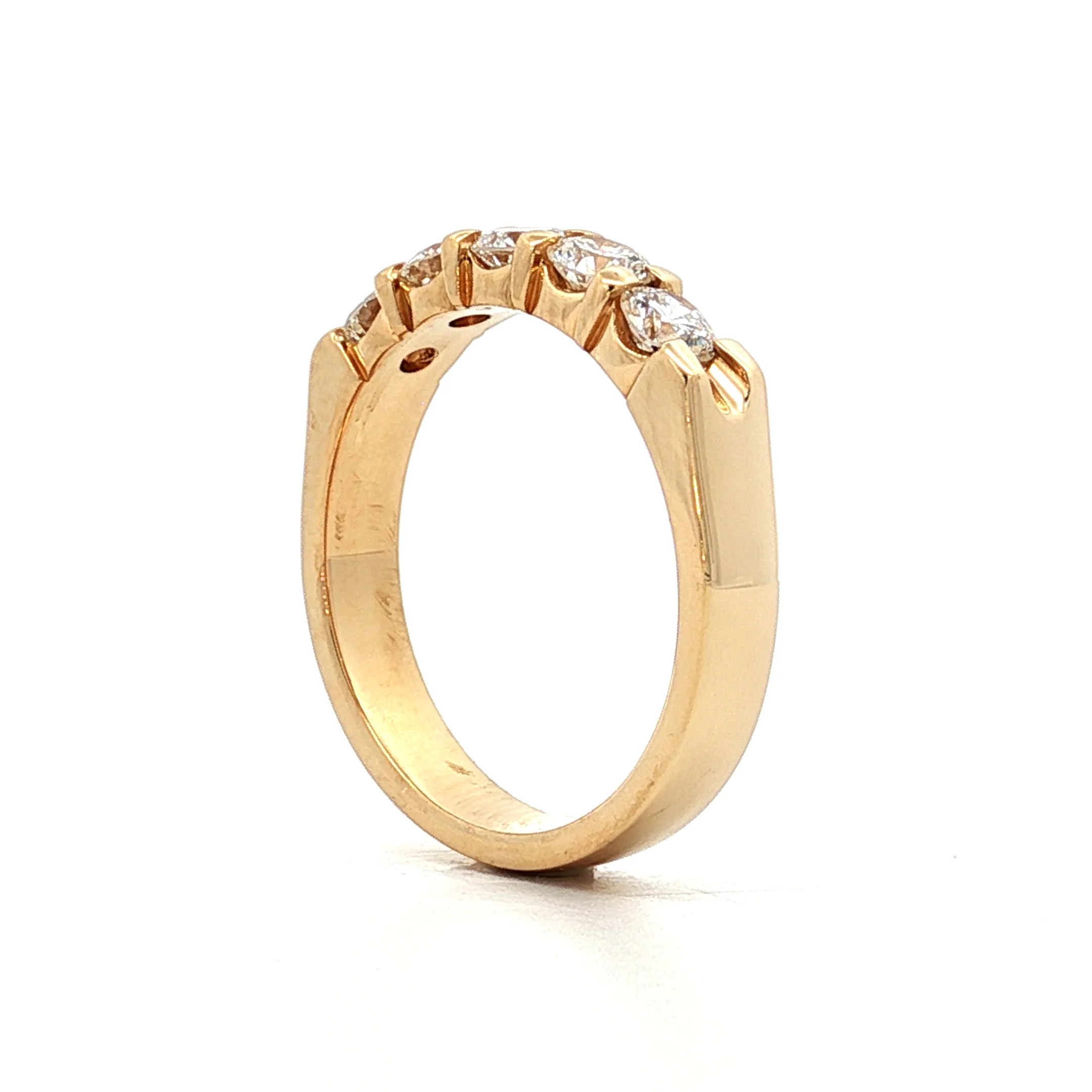 .75 Five Stone Diamond Wedding Band in 18k Yellow Gold - Image 5