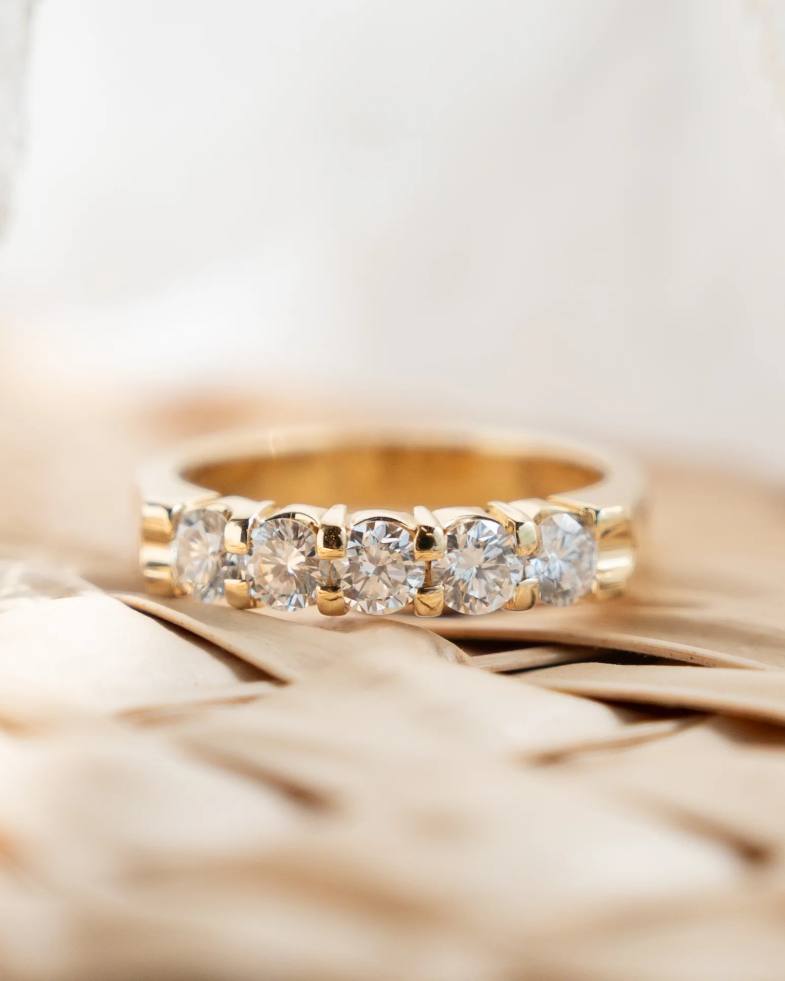.75 Five Stone Diamond Wedding Band in 18k Yellow Gold - Image 6