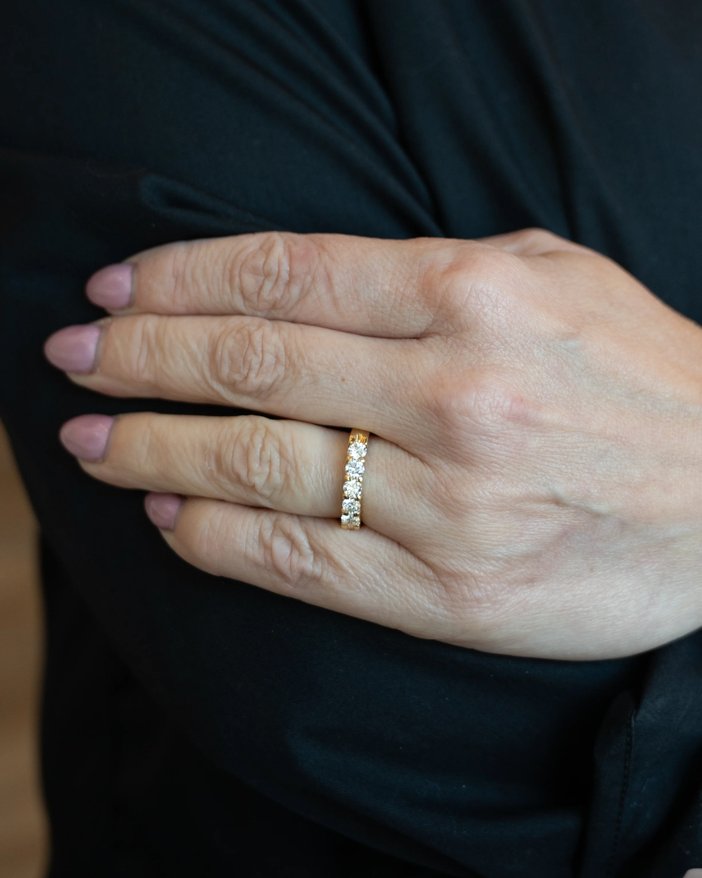 .75 Five Stone Diamond Wedding Band in 18k Yellow Gold - Image 7