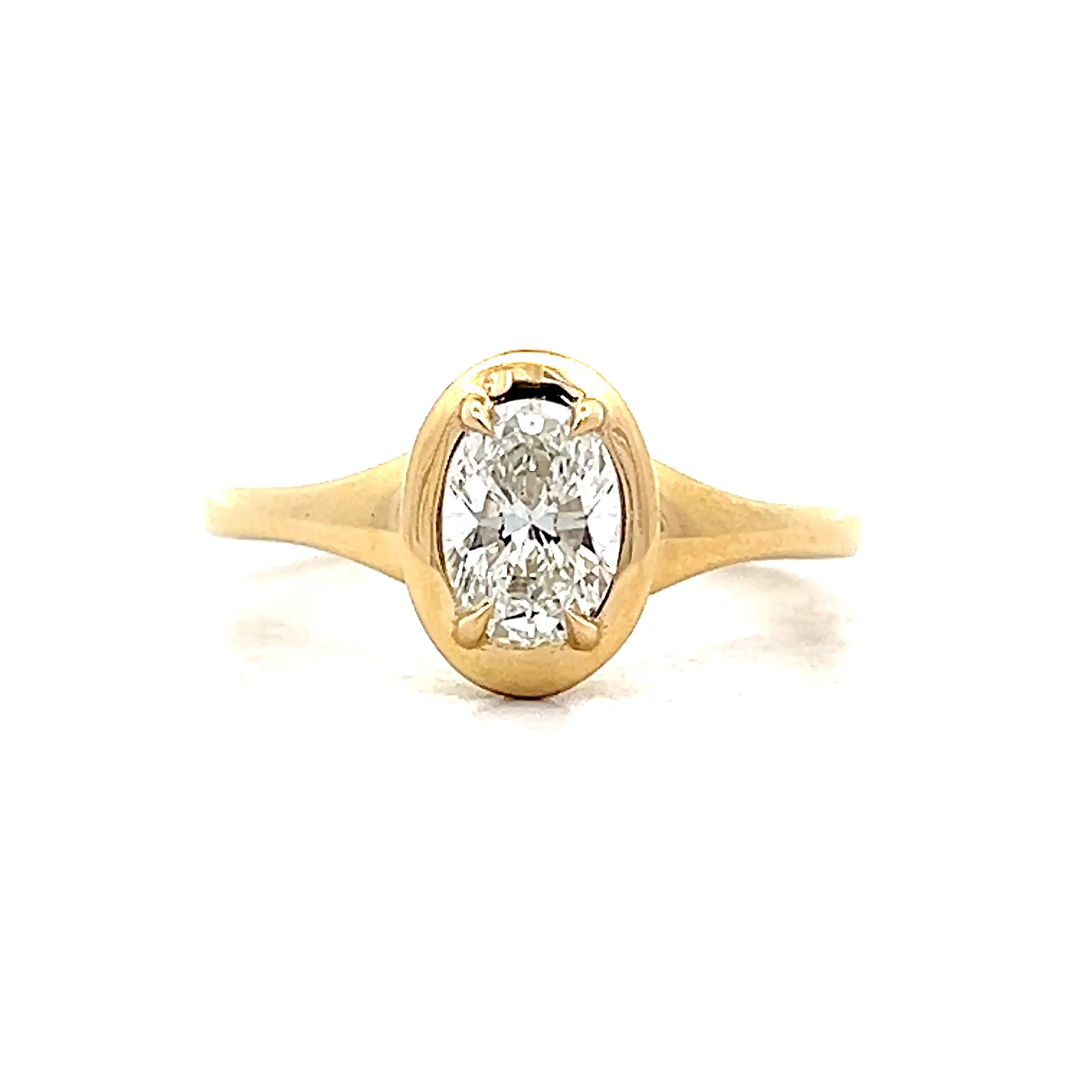 .75 Oval Diamond Engagement Ring in 14k Yellow Gold