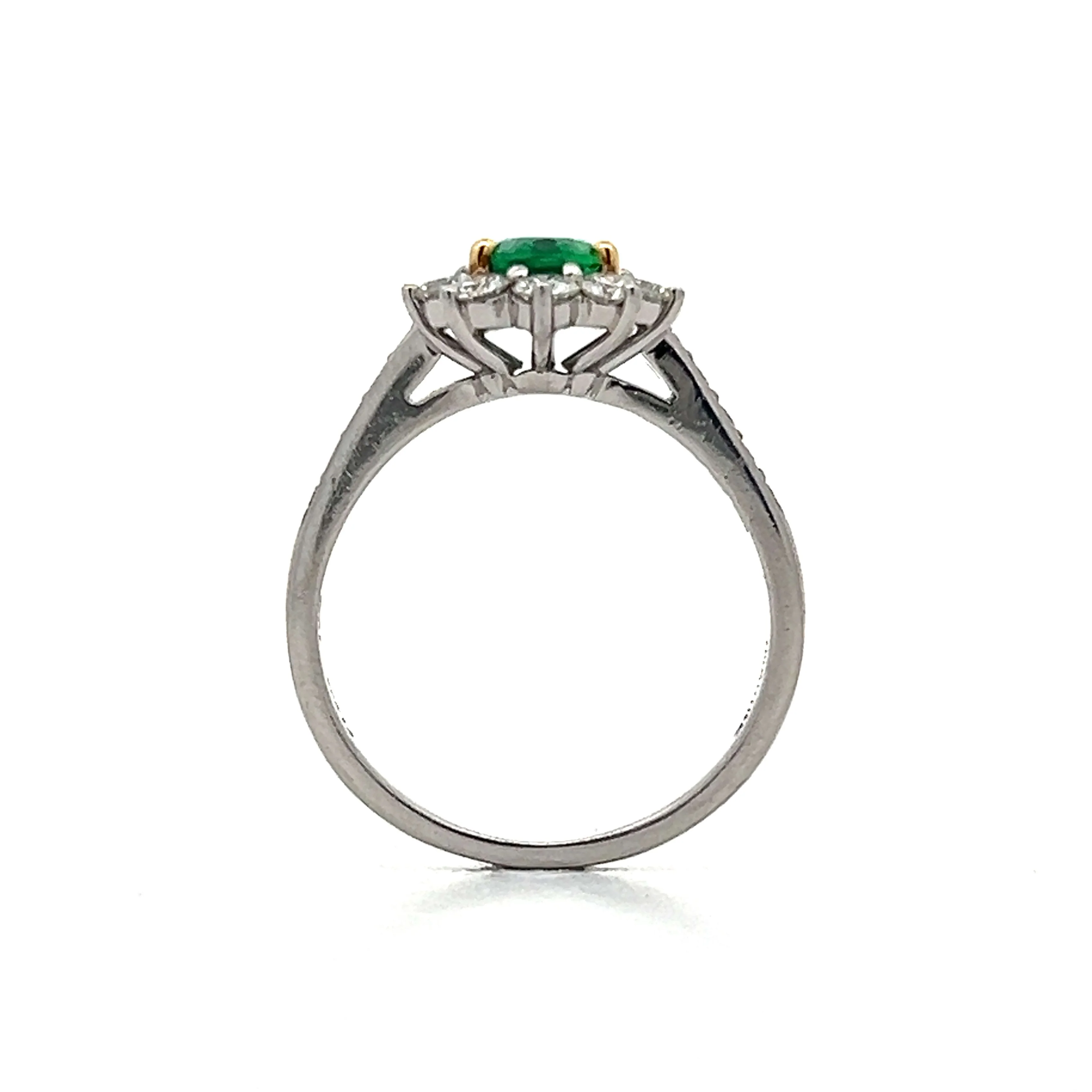 .75 Oval Emerald & Diamond Cocktail Ring in Platinum - Image 4
