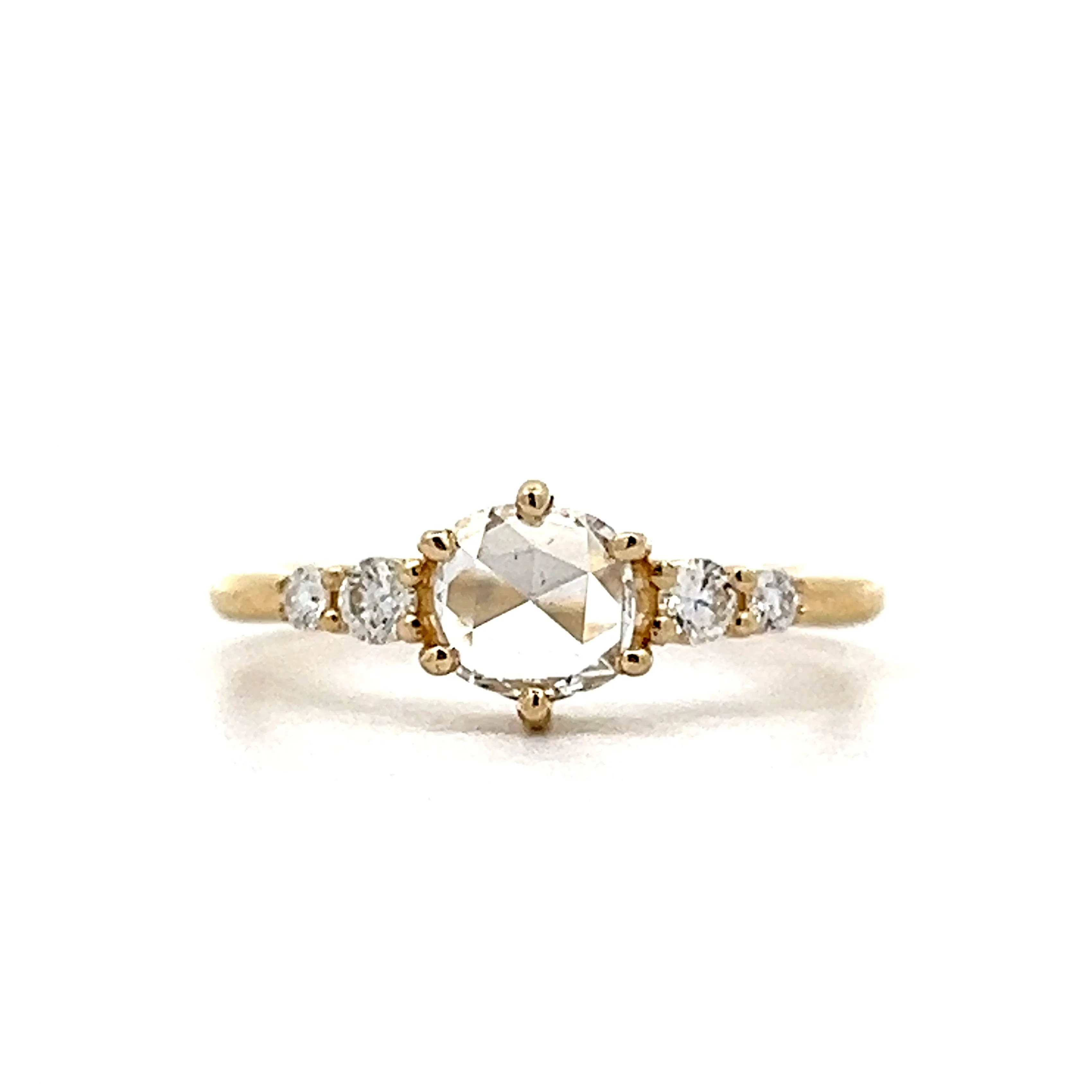 .82 Rose Cut Diamond Engagement Ring in Yellow Gold