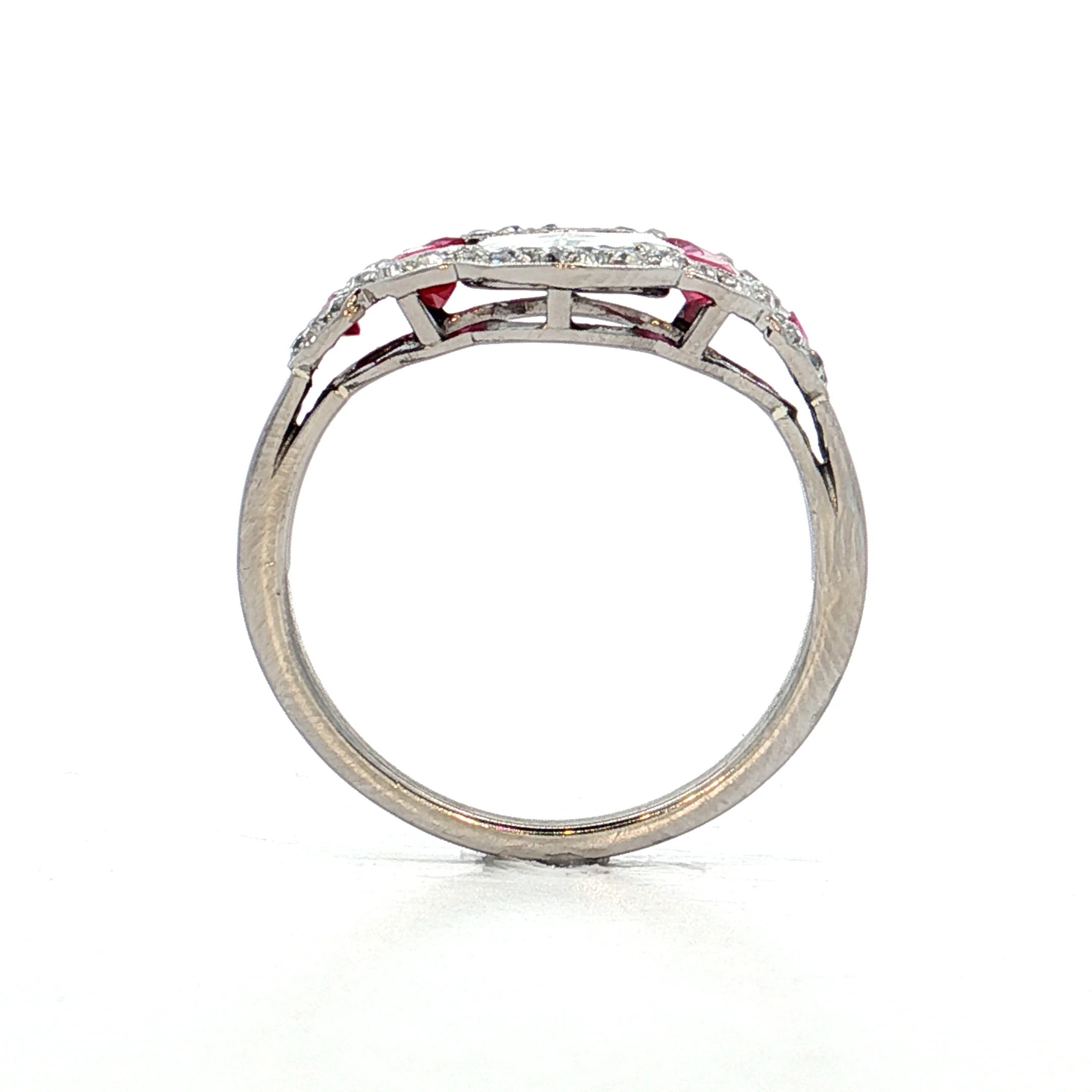 .75 Rose Cut Diamond & Ruby Engagement Ring Platinum - Image 4