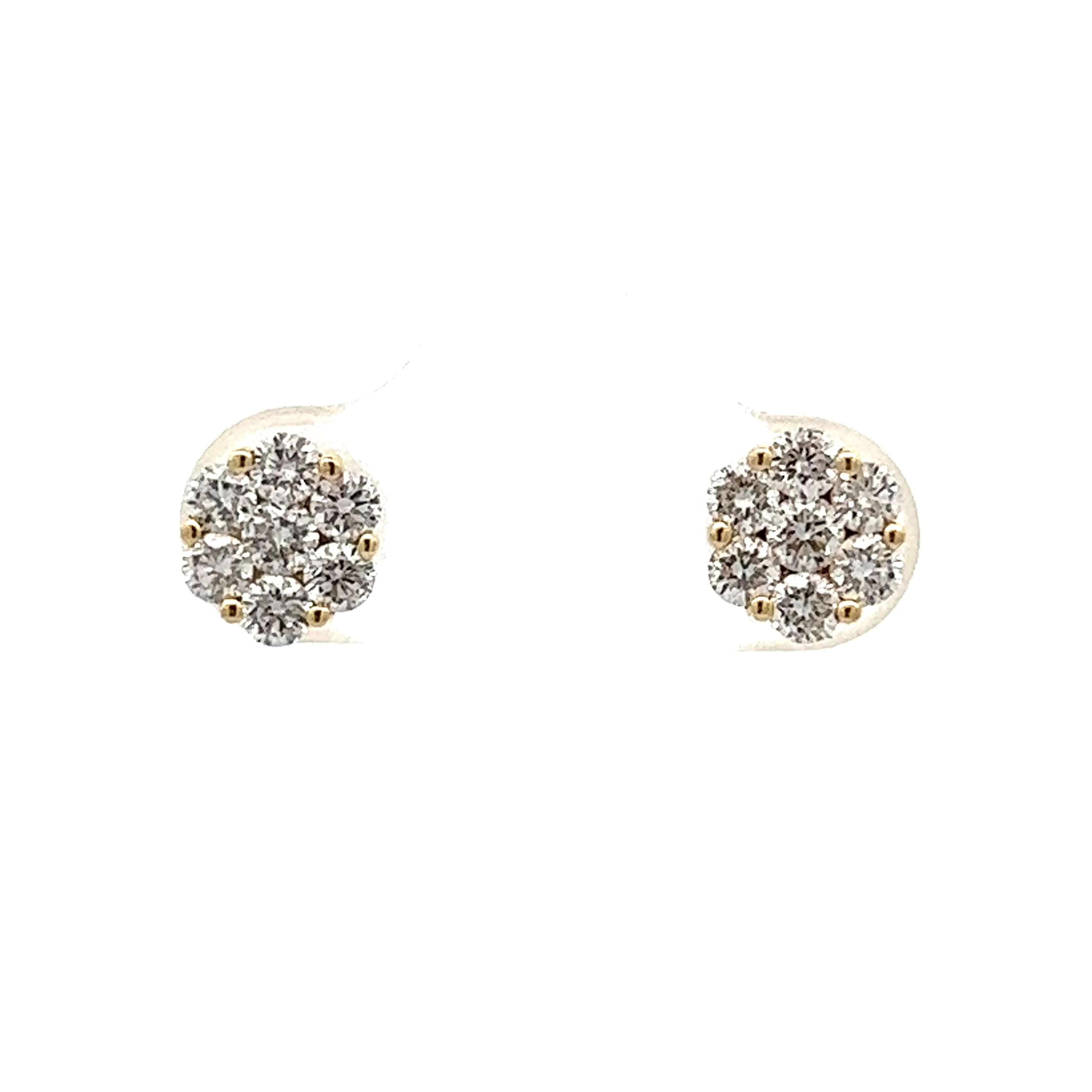 .75 Round Brilliant Diamond Stud Earrings in Yellow Gold