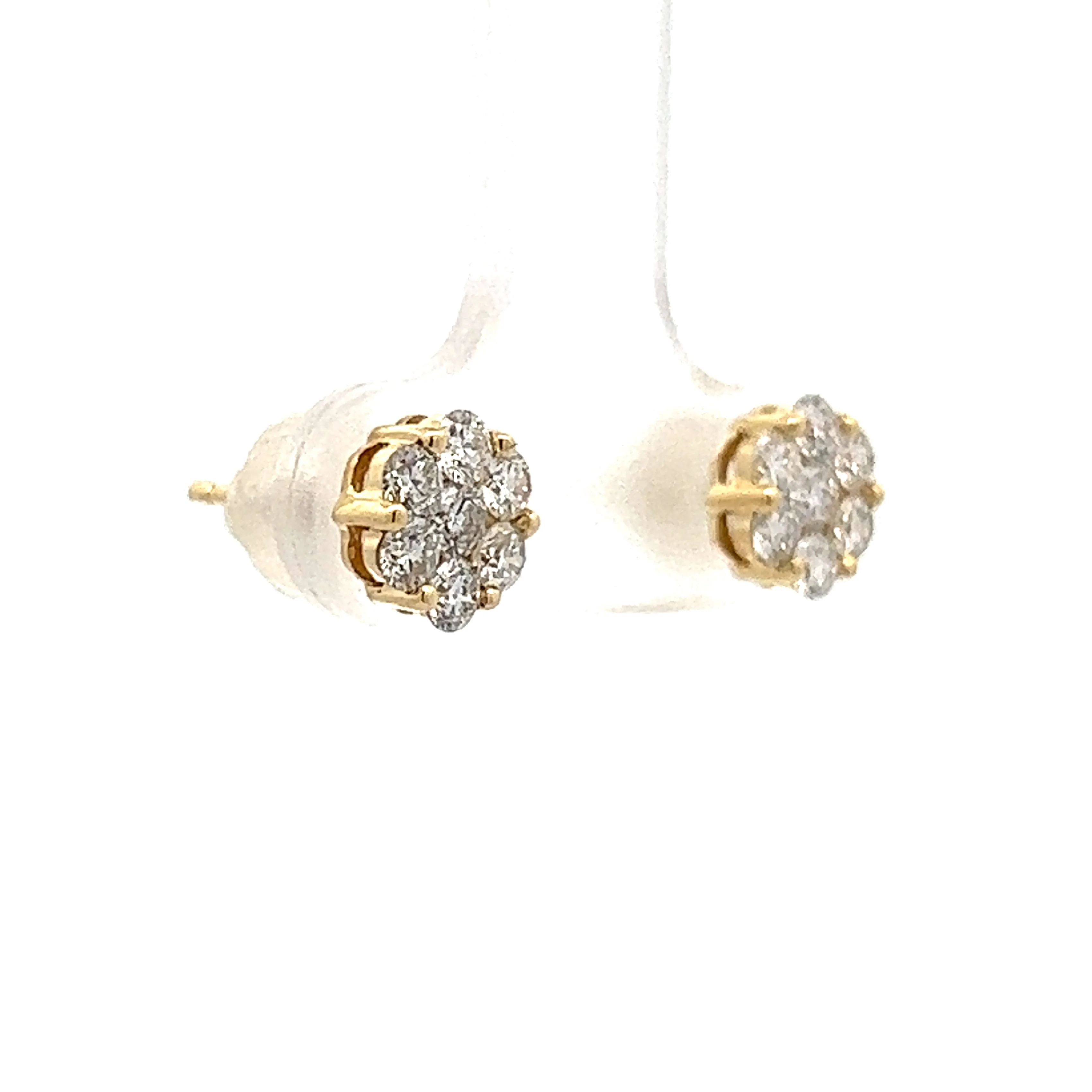.75 Round Brilliant Diamond Stud Earrings in Yellow Gold - Image 3