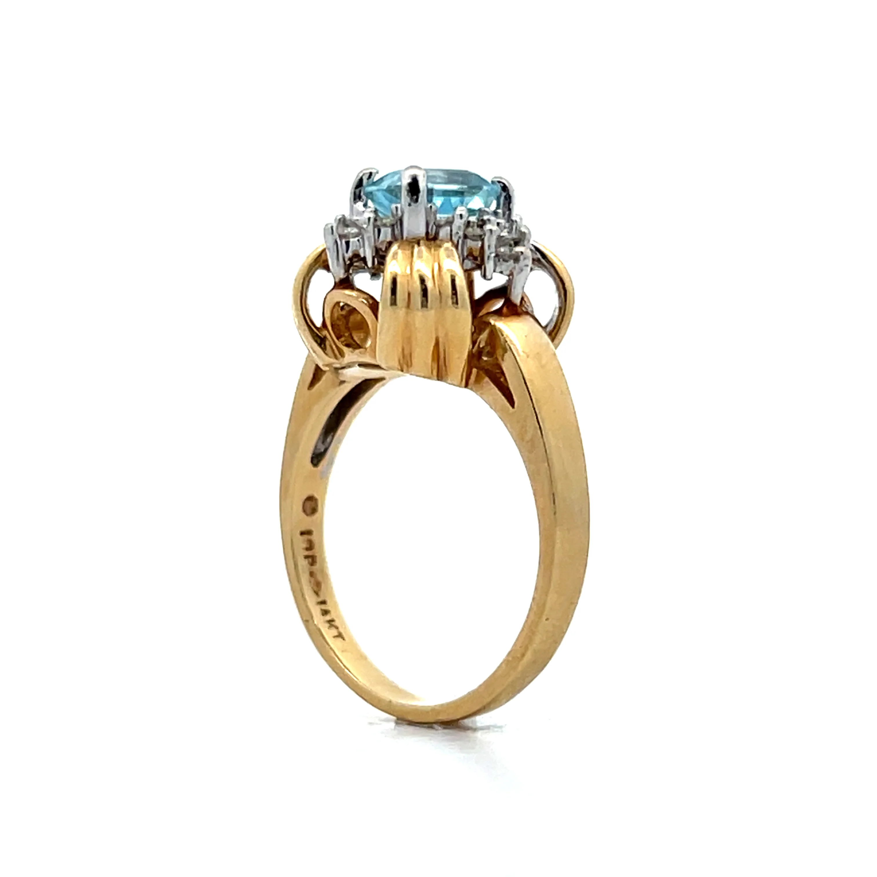 .75 Vintage 1950s Aquamarine & Diamond Ring in 14k - Image 5