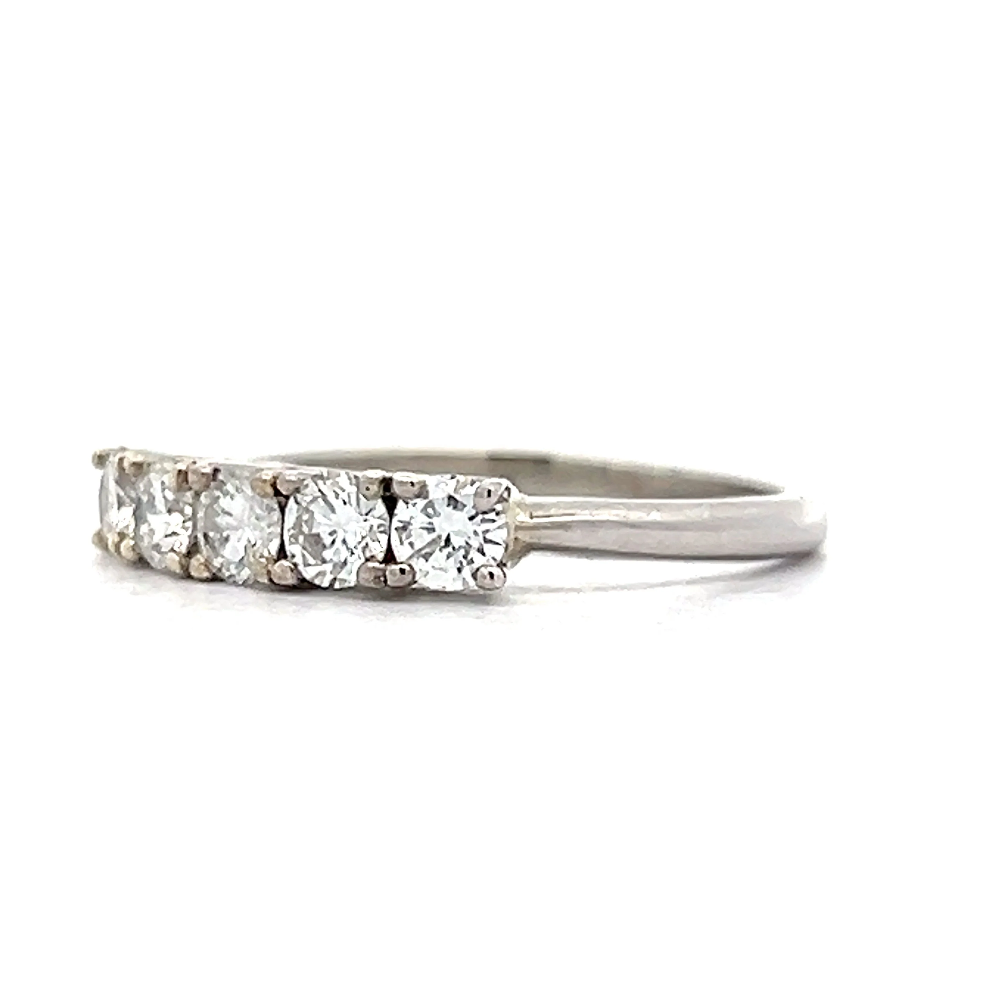 .75 Vintage Five Stone Wedding Band in White Gold - Image 2