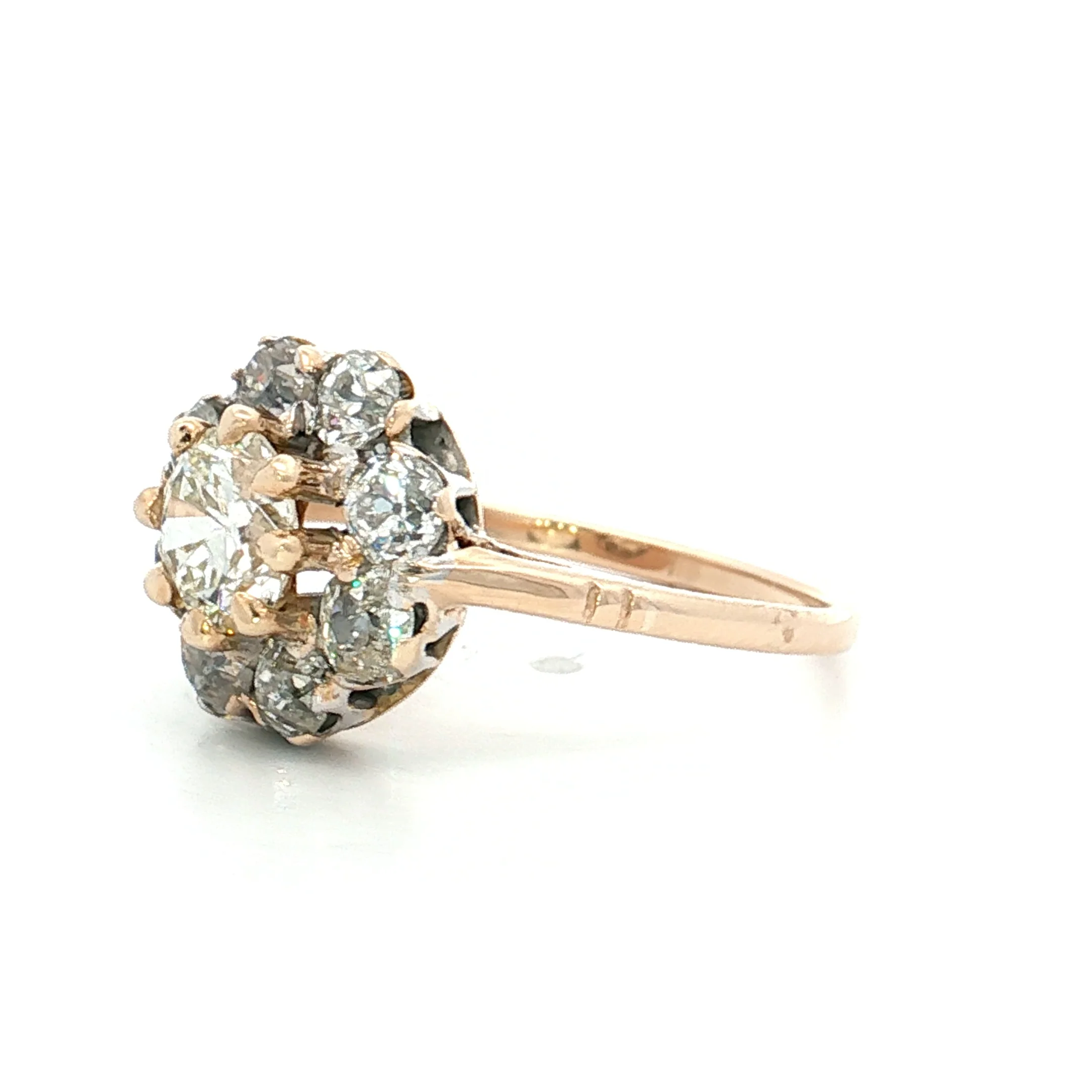 .75 Vintage Victorian Diamond Cluster Engagement Ring 14k - Image 2