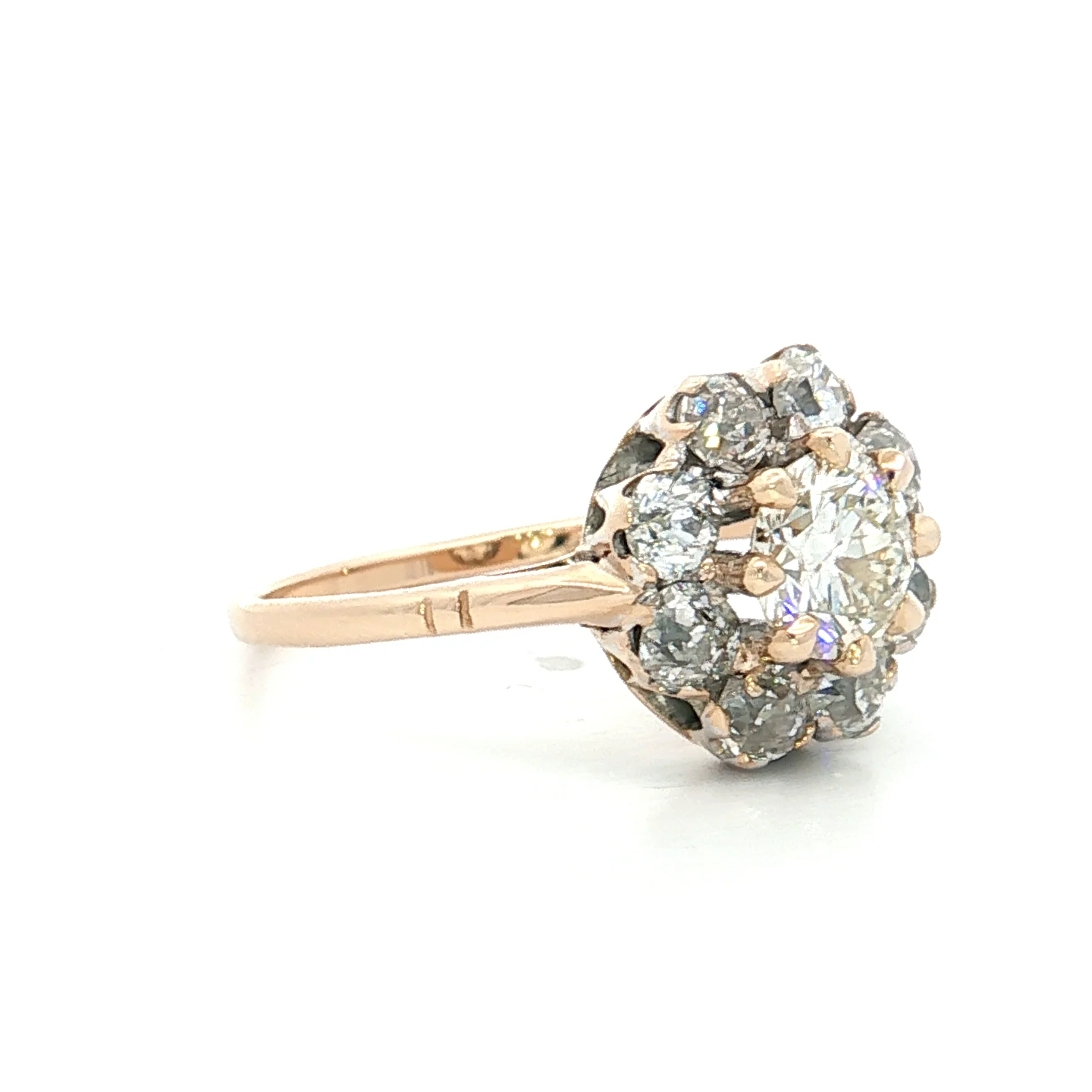 .75 Vintage Victorian Diamond Cluster Engagement Ring 14k - Image 3