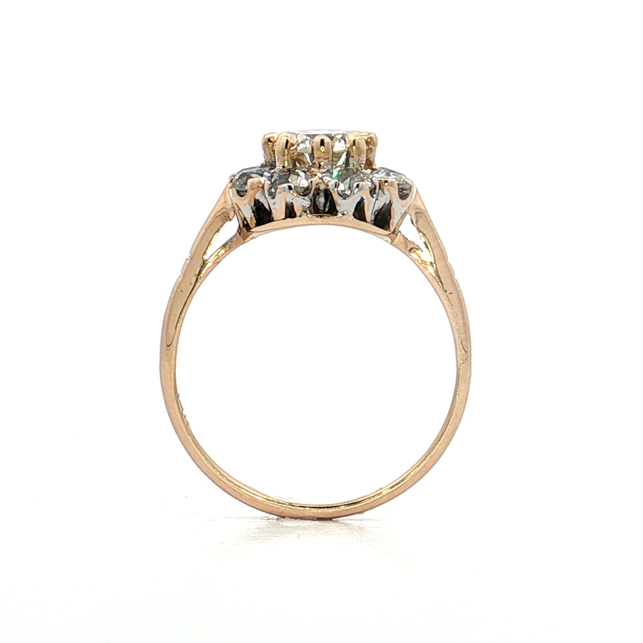.75 Vintage Victorian Diamond Cluster Engagement Ring 14k - Image 4