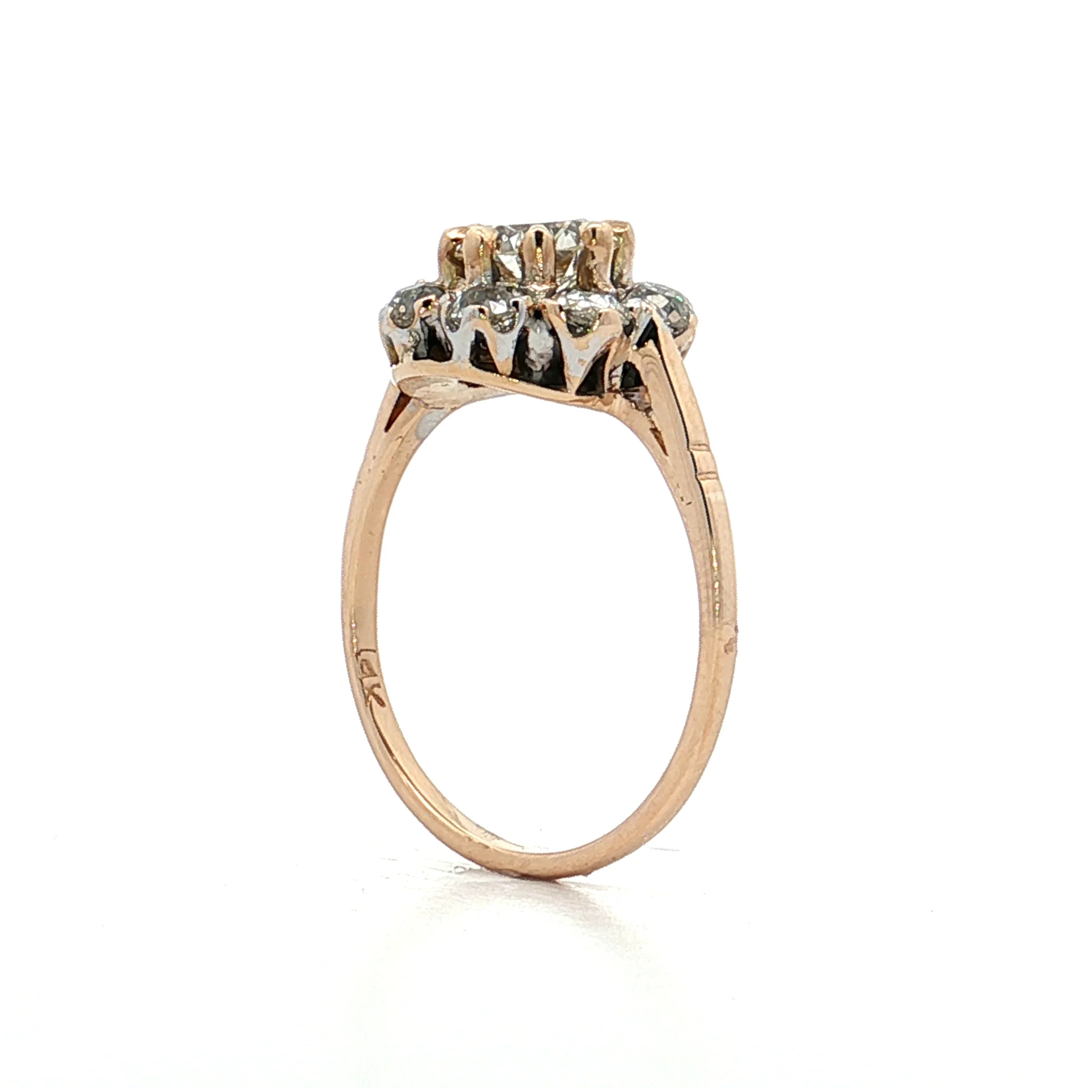 .75 Vintage Victorian Diamond Cluster Engagement Ring 14k - Image 5