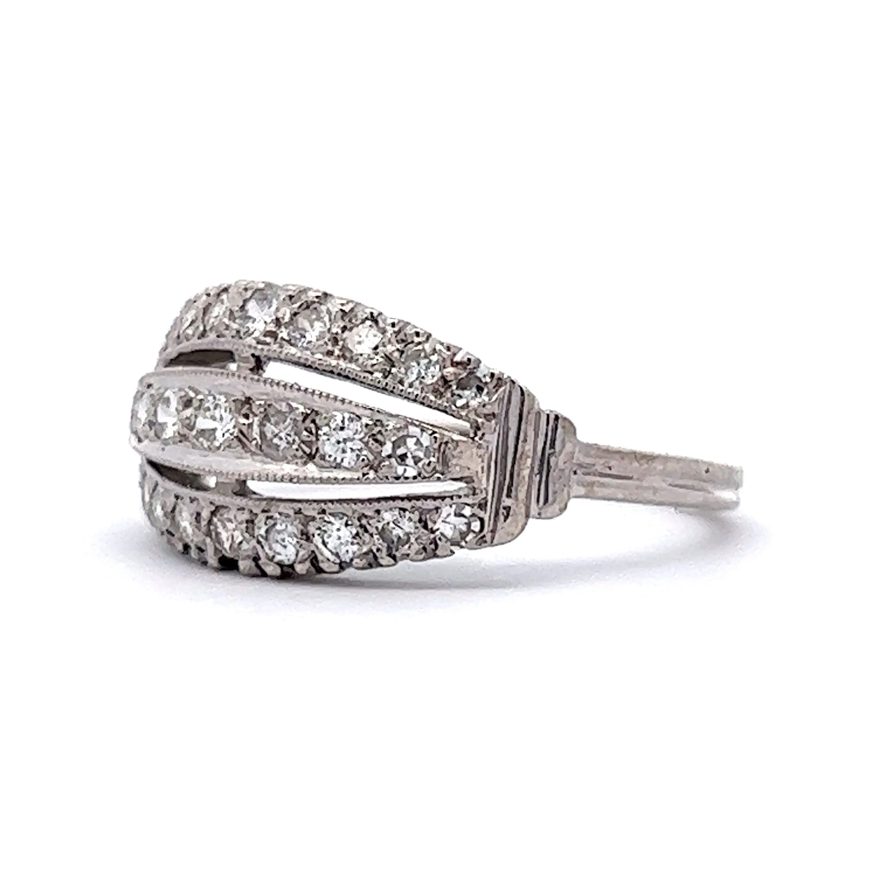 Vintage Art Deco Diamond Cocktail Ring in 14k White Gold - Image 2