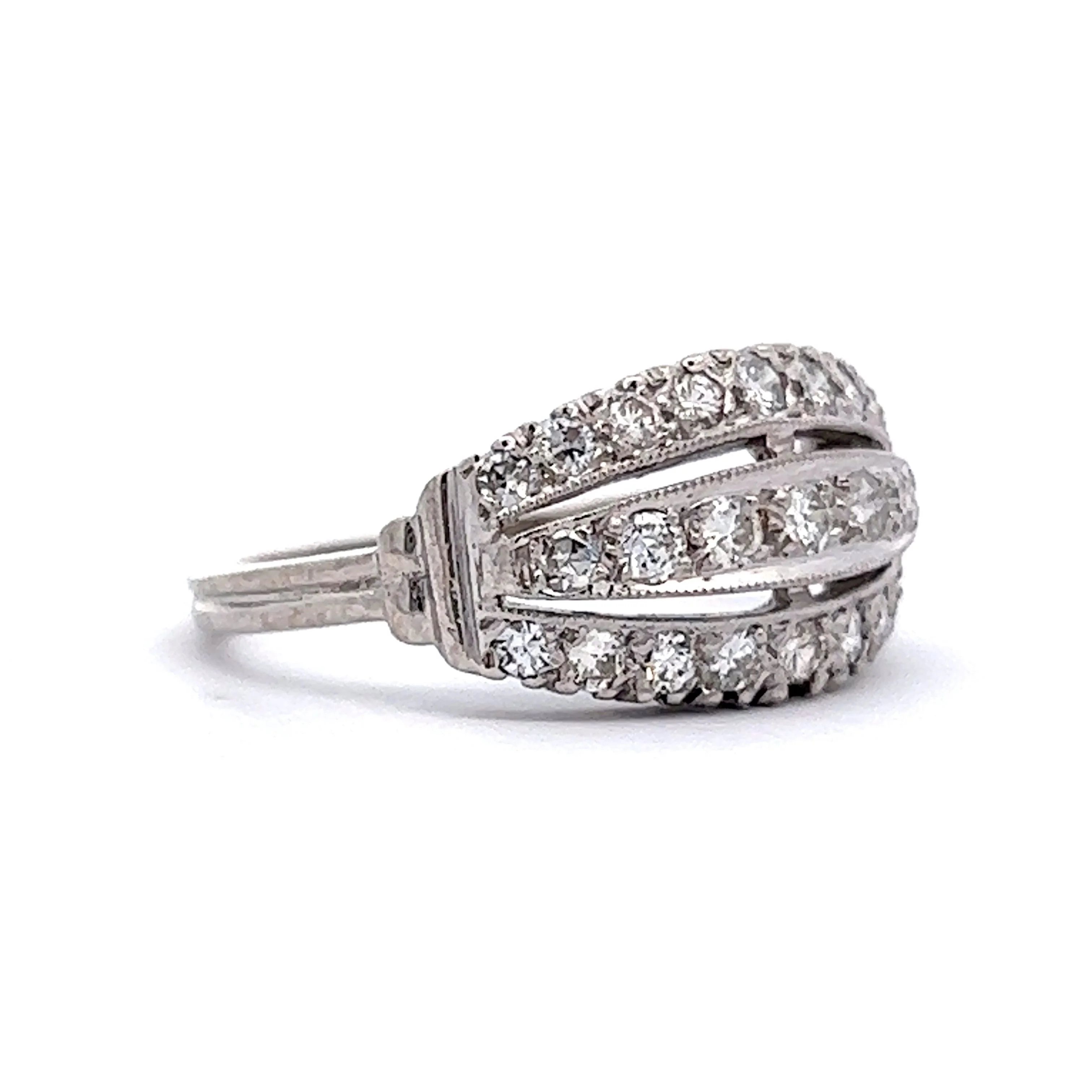 Vintage Art Deco Diamond Cocktail Ring in 14k White Gold - Image 3