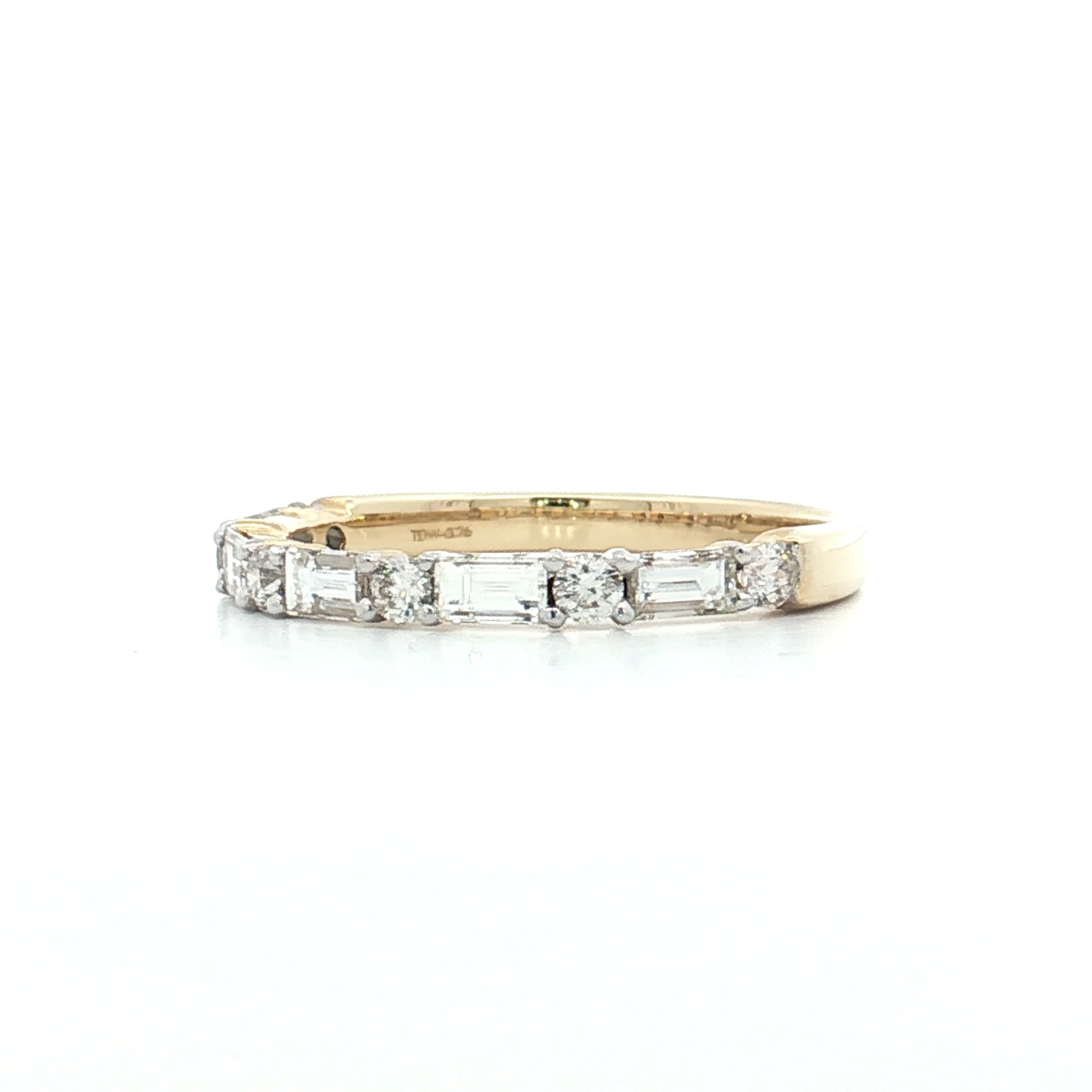 .76 Baguette & RBC Diamond Wedding Band 14k Yellow Gold - Image 2