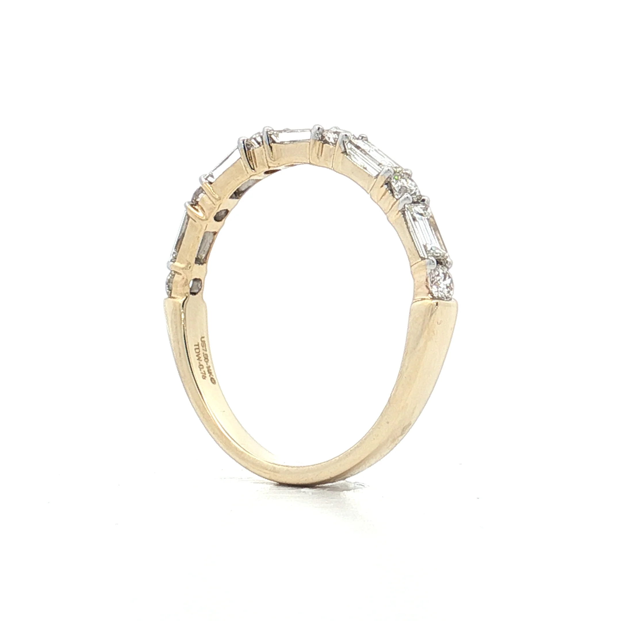 .76 Baguette & RBC Diamond Wedding Band 14k Yellow Gold - Image 5