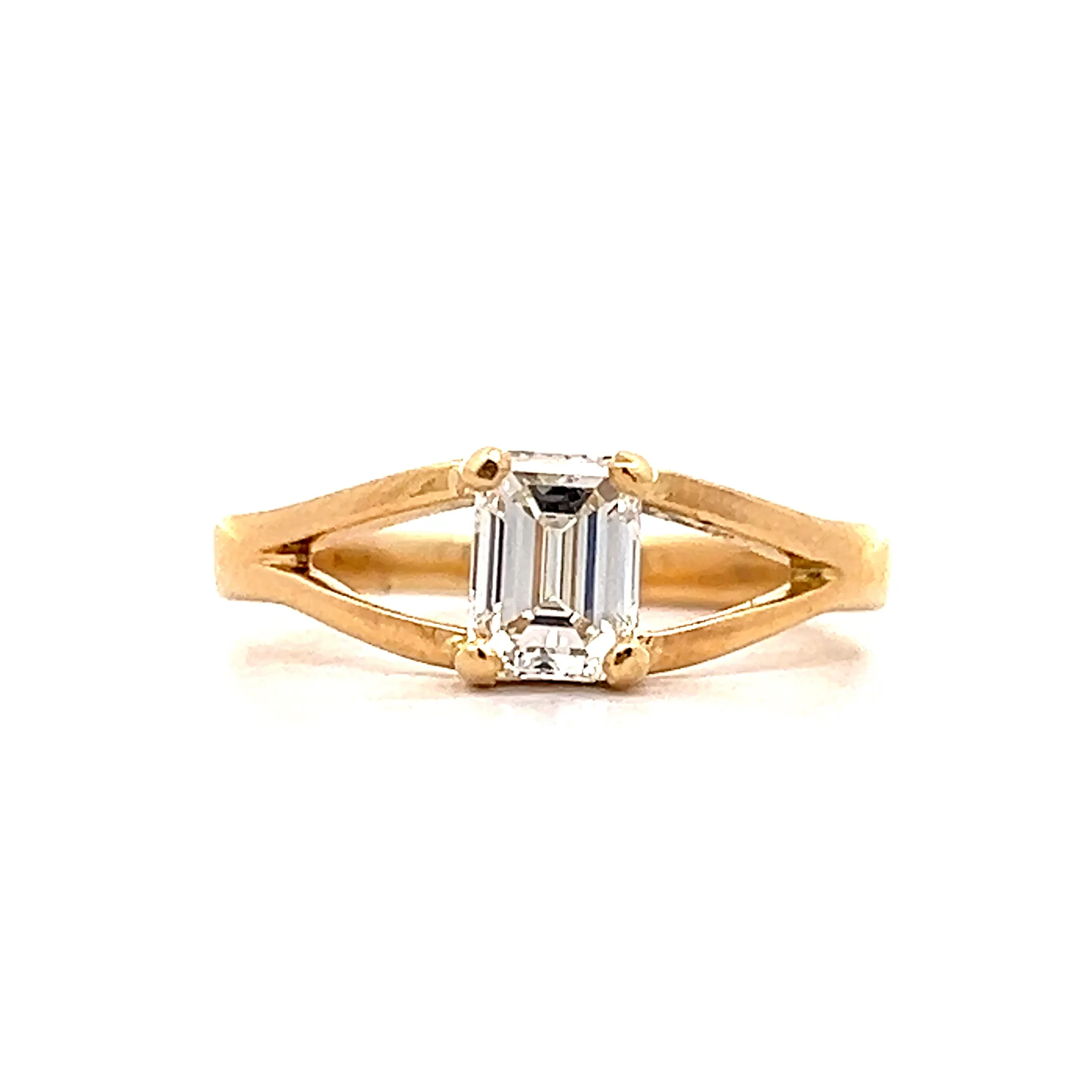 .76 Emerald Cut Diamond Solitaire Engagement Ring in 18k