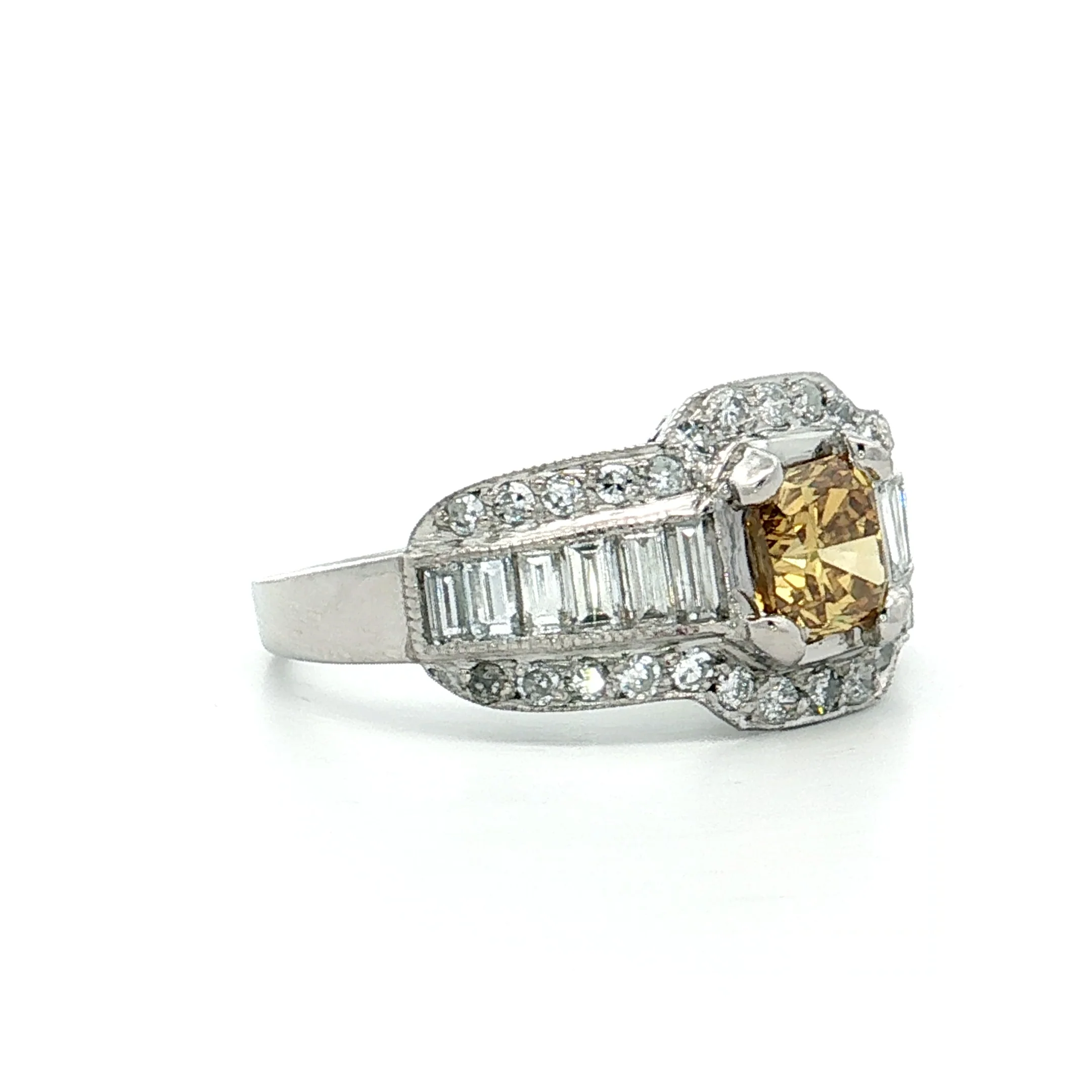 .76 Fancy Yellow Diamond Engagement Ring Platinum - Image 3
