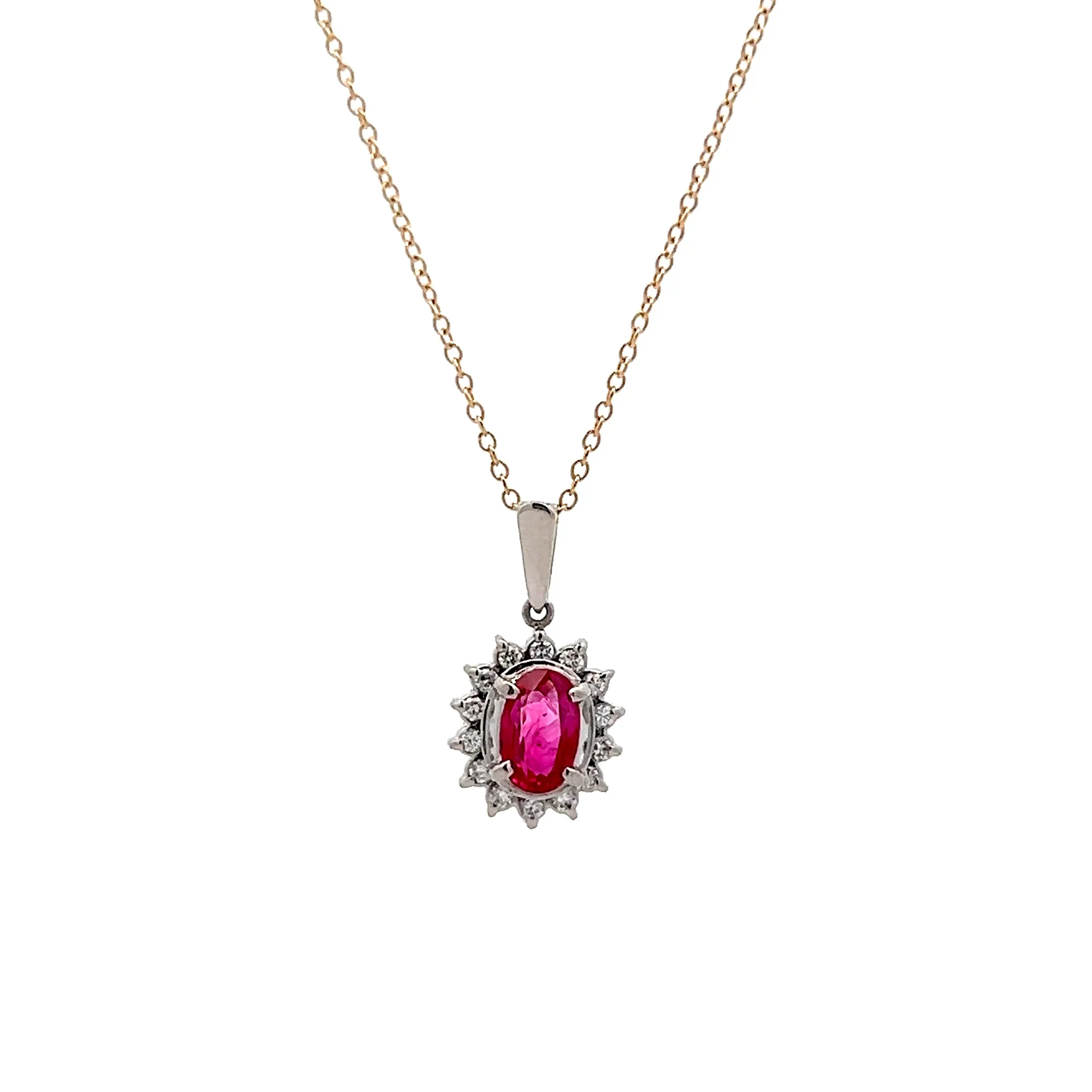 .76 Oval Ruby Pendant Necklace in 14k Yellow Gold
