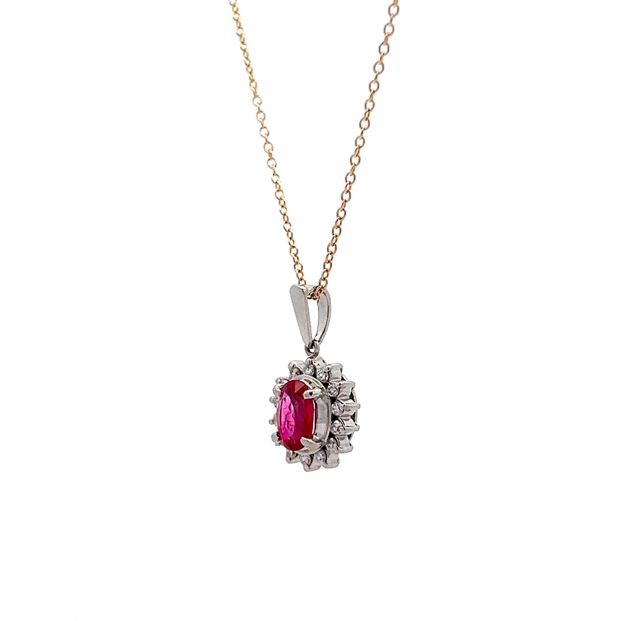 .76 Oval Ruby Pendant Necklace in 14k Yellow Gold - Image 2
