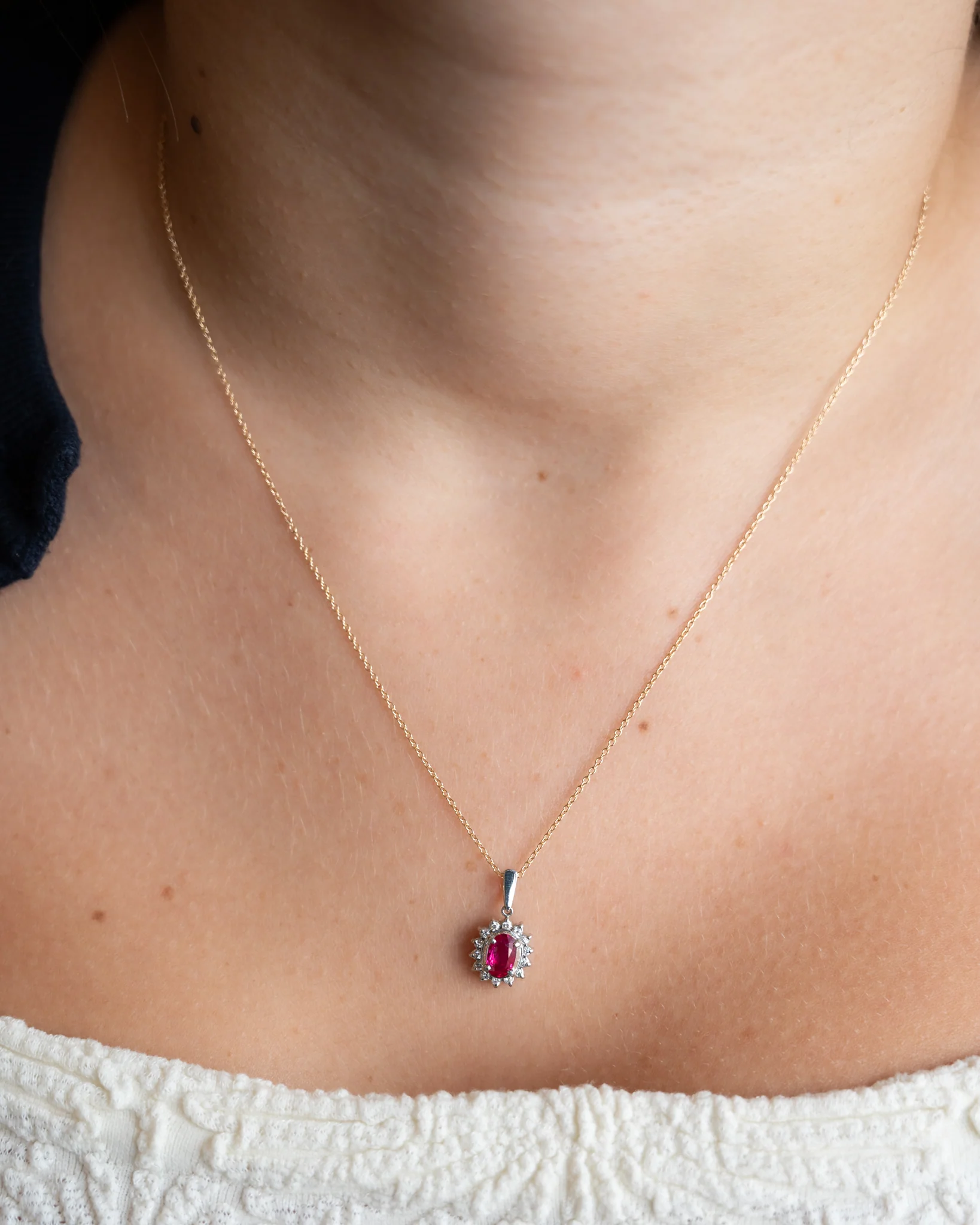 .76 Oval Ruby Pendant Necklace in 14k Yellow Gold - Image 6