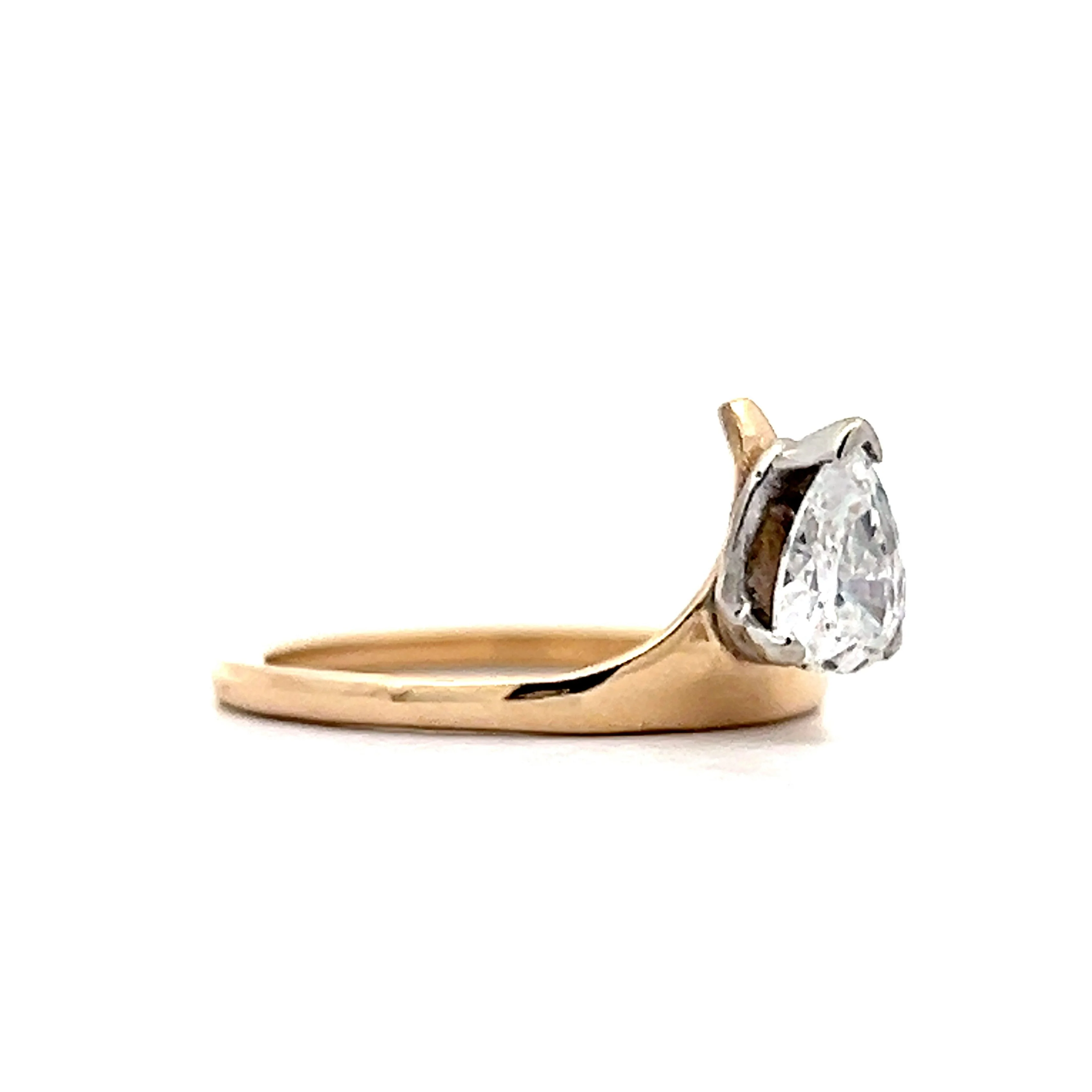 .76 Pear Diamond Solitaire Engagement Ring in Yellow Gold - Image 3