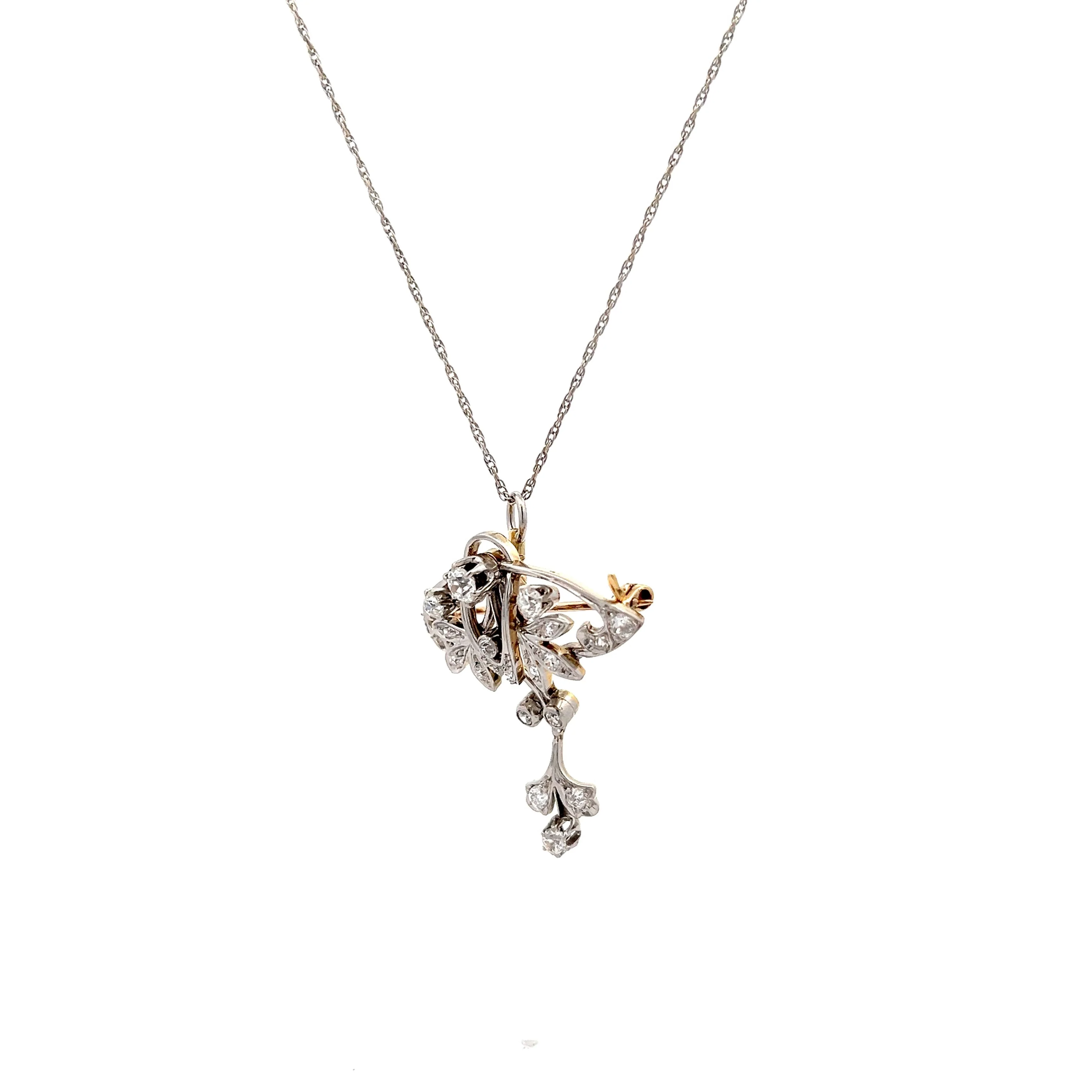.77 Antique Edwardian Diamond Pendant in 14k - Image 2