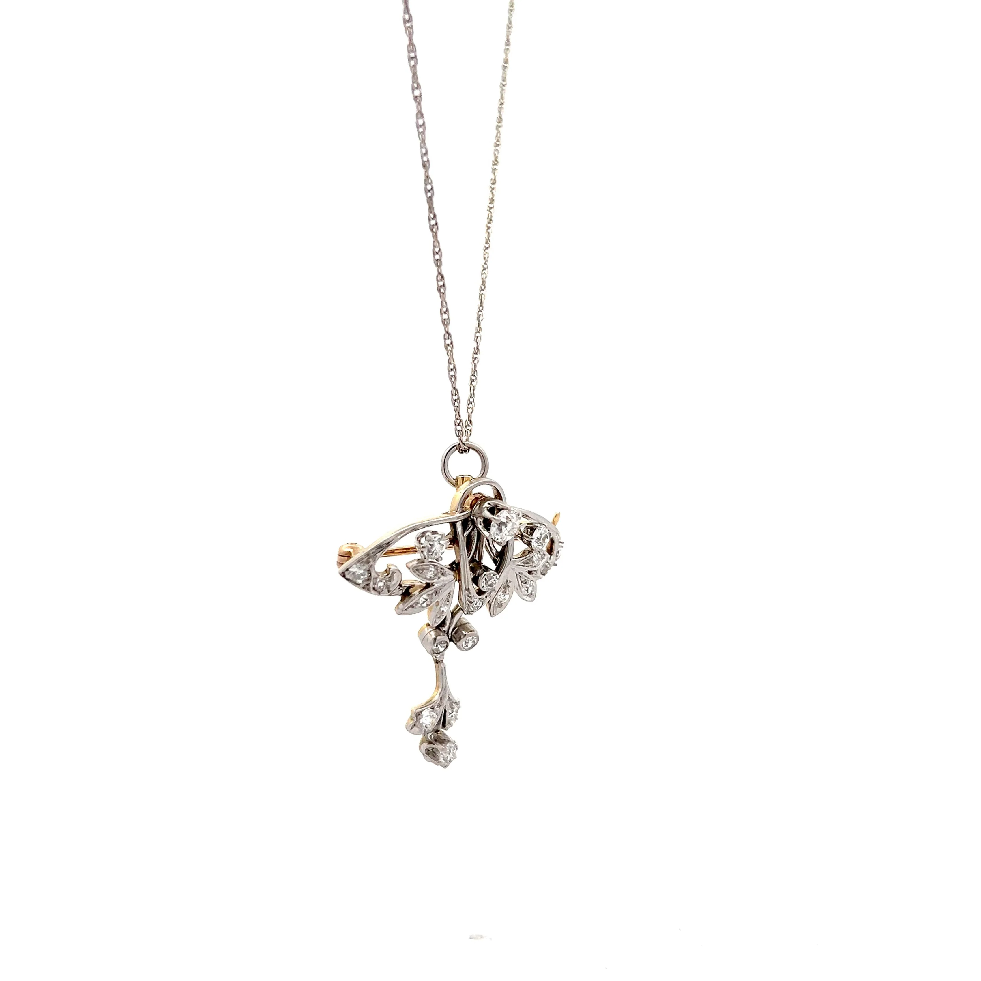 .77 Antique Edwardian Diamond Pendant in 14k - Image 3