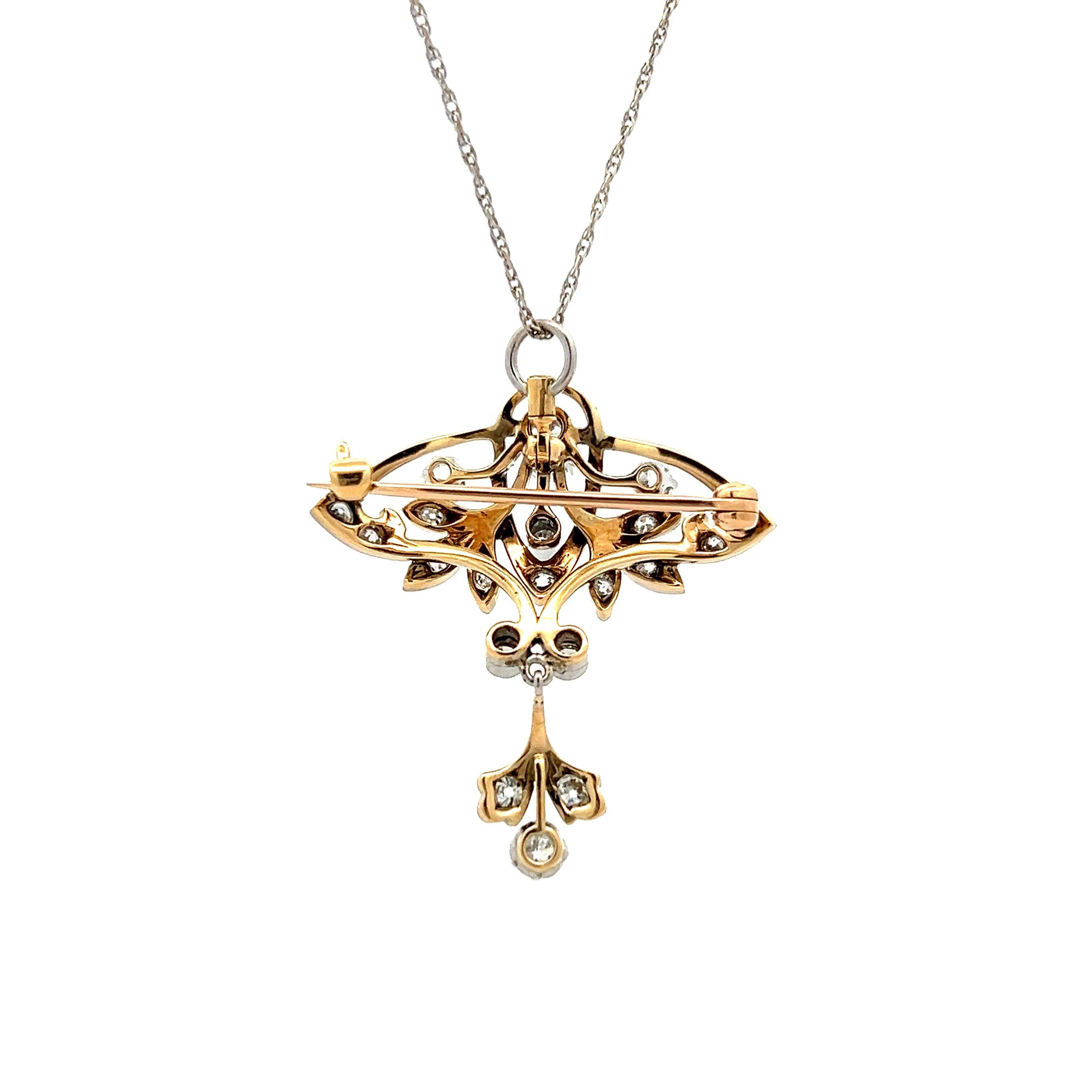 .77 Antique Edwardian Diamond Pendant in 14k - Image 4
