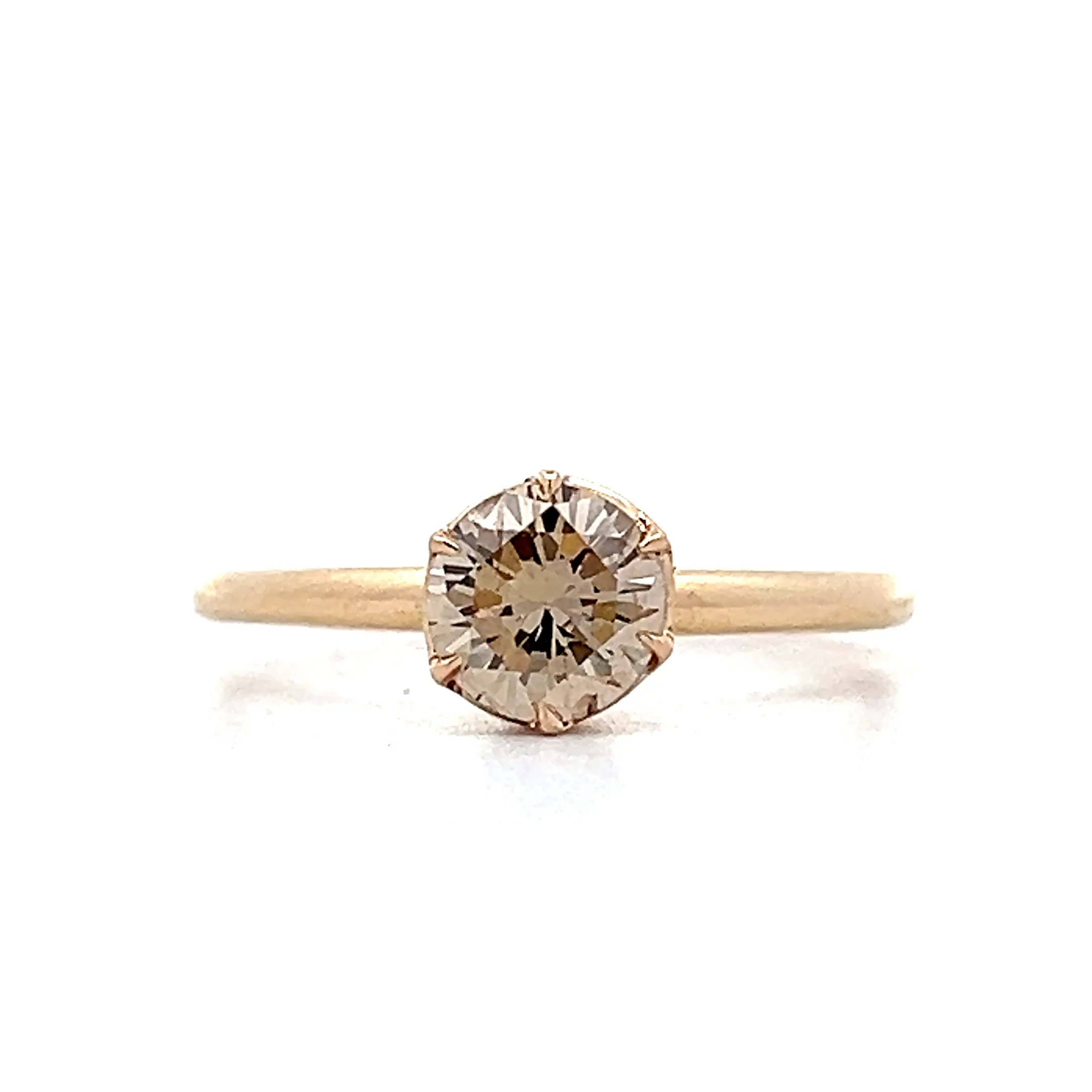.77 Antique Victorian Cognac Diamond Engagement Ring 14k