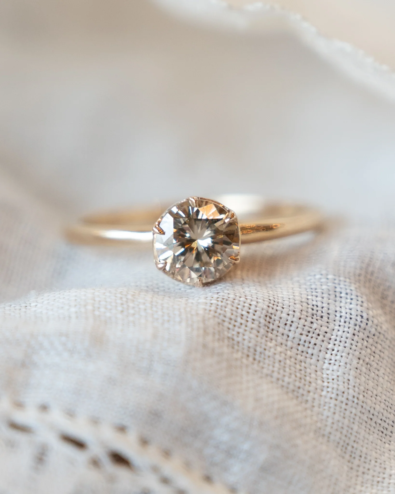 .77 Antique Victorian Cognac Diamond Engagement Ring 14k - Image 6