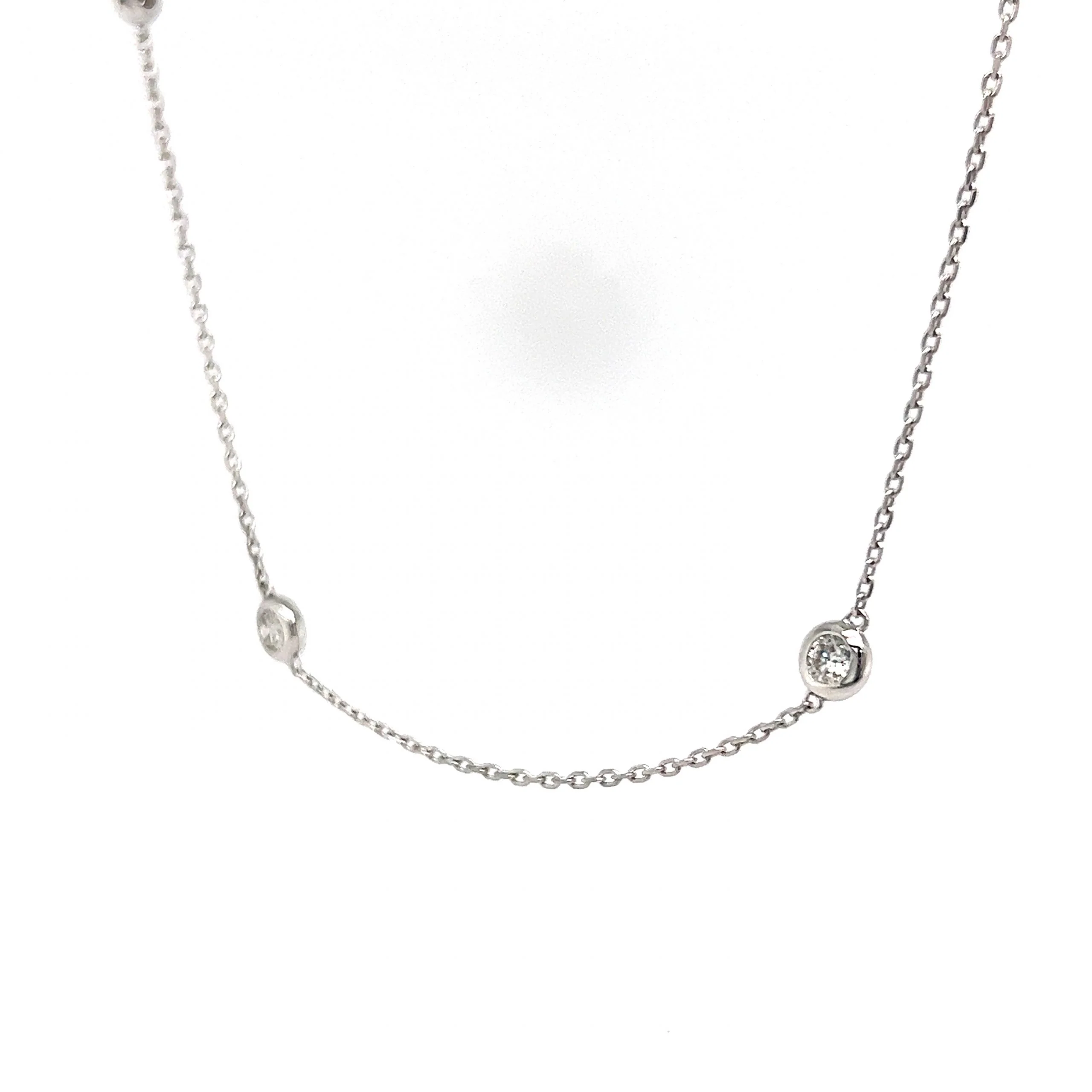 .77 Bezel Set Diamond Necklace in 14k White Gold - Image 2