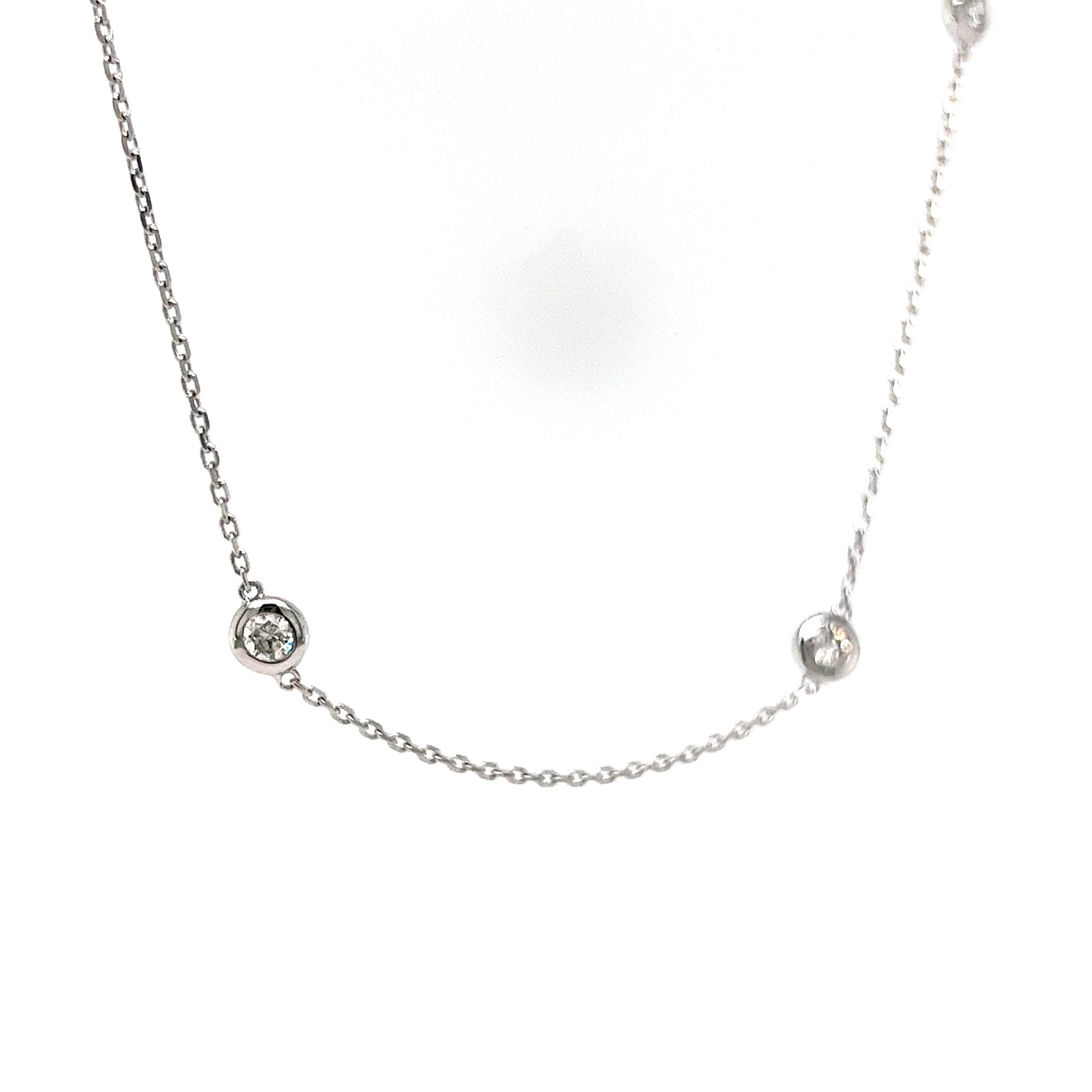 .77 Bezel Set Diamond Necklace in 14k White Gold - Image 3