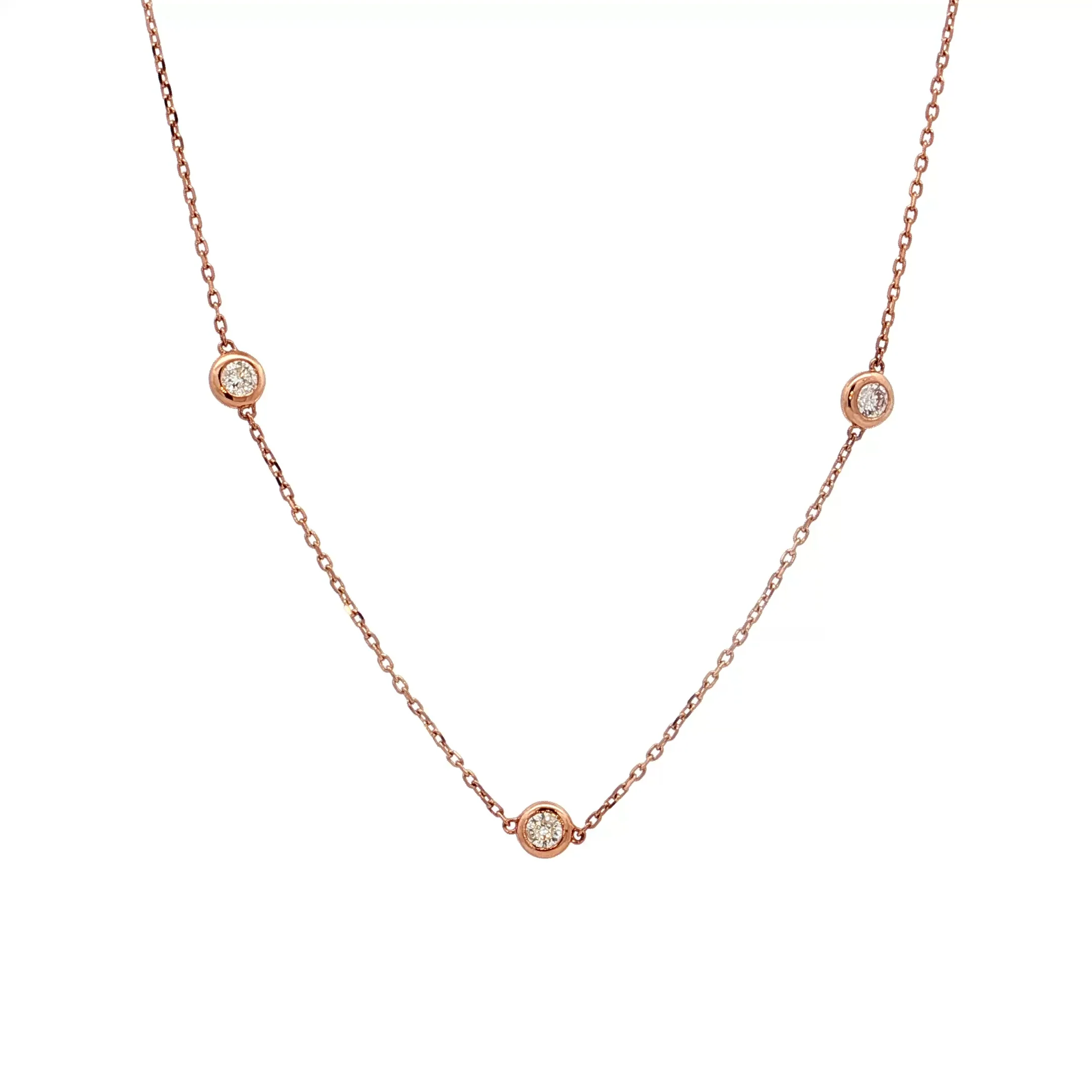 .77 Diamonds by the Yard Necklace 14k Rose Gold