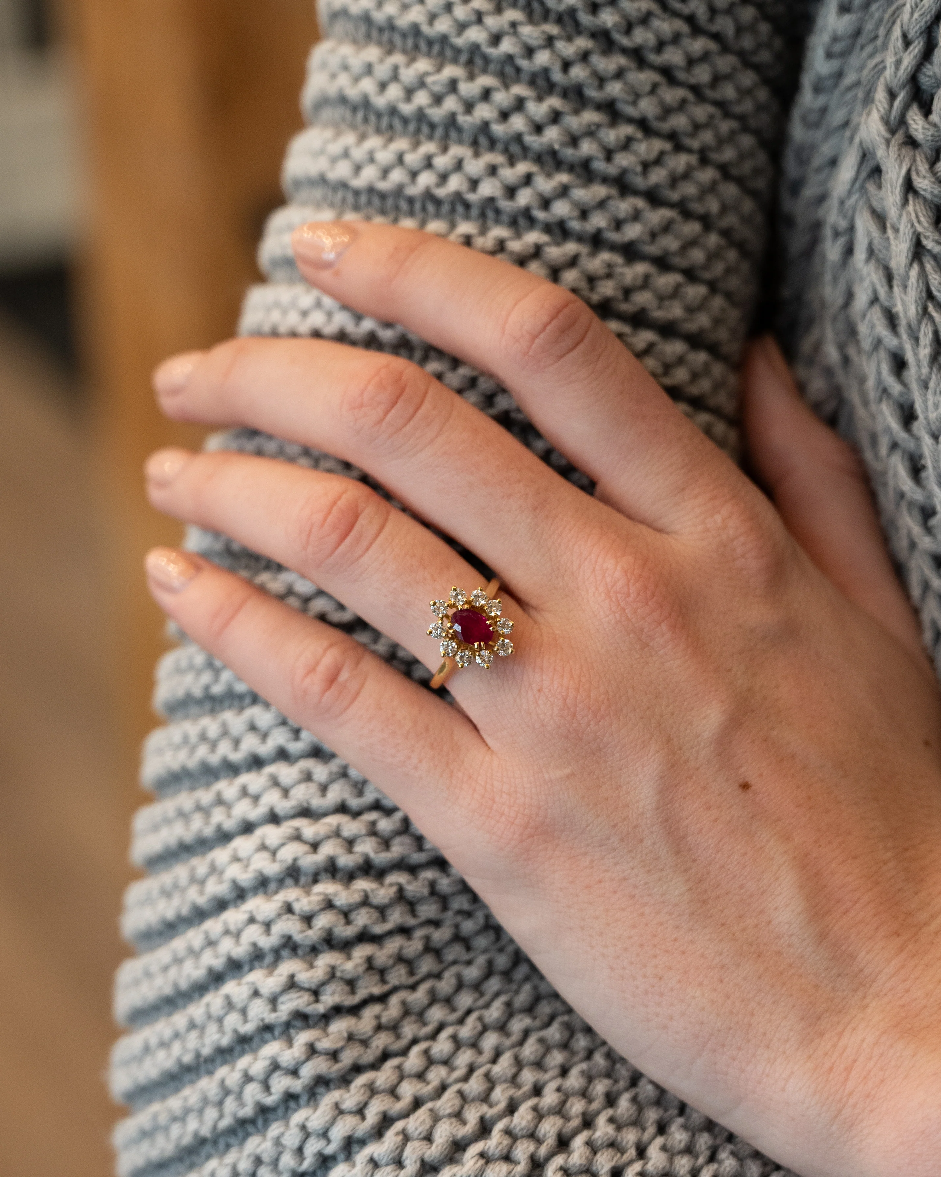 .77 GIA Burma Ruby & Diamond Halo Cocktail Ring 18k - Image 7