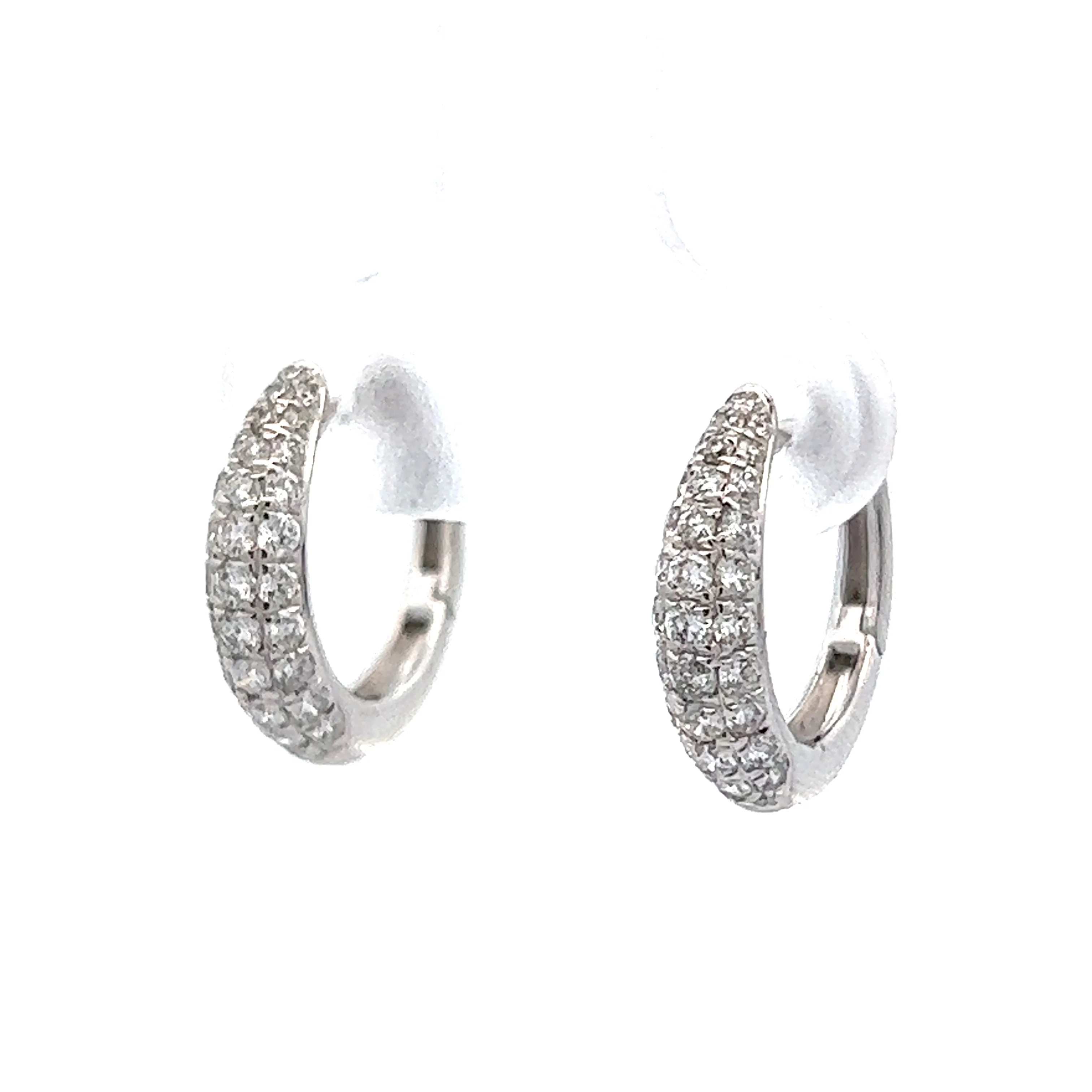 .77 Round Diamond Pave Hoop Earring in 14k White Gold - Image 2