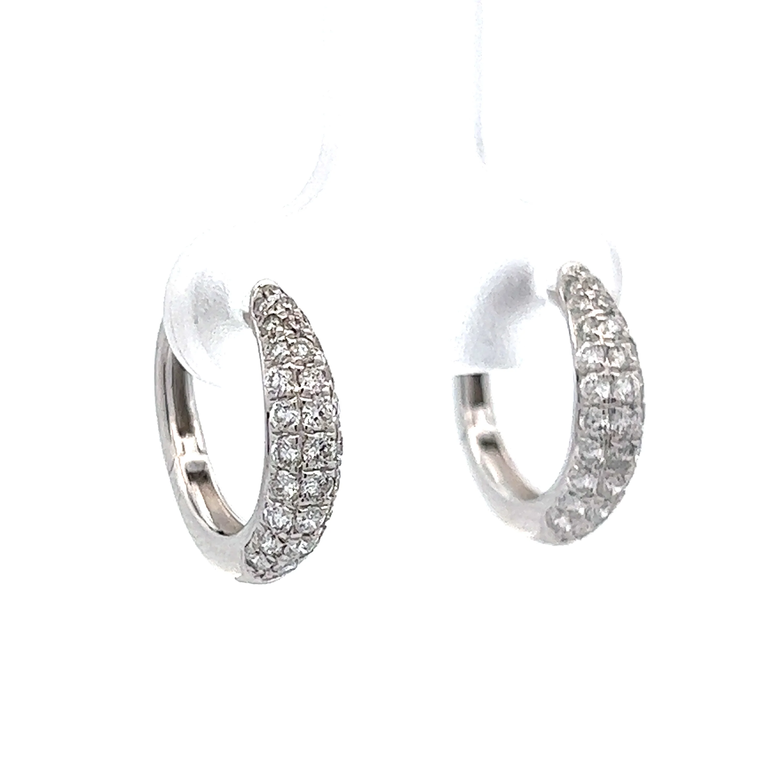 .77 Round Diamond Pave Hoop Earring in 14k White Gold - Image 3