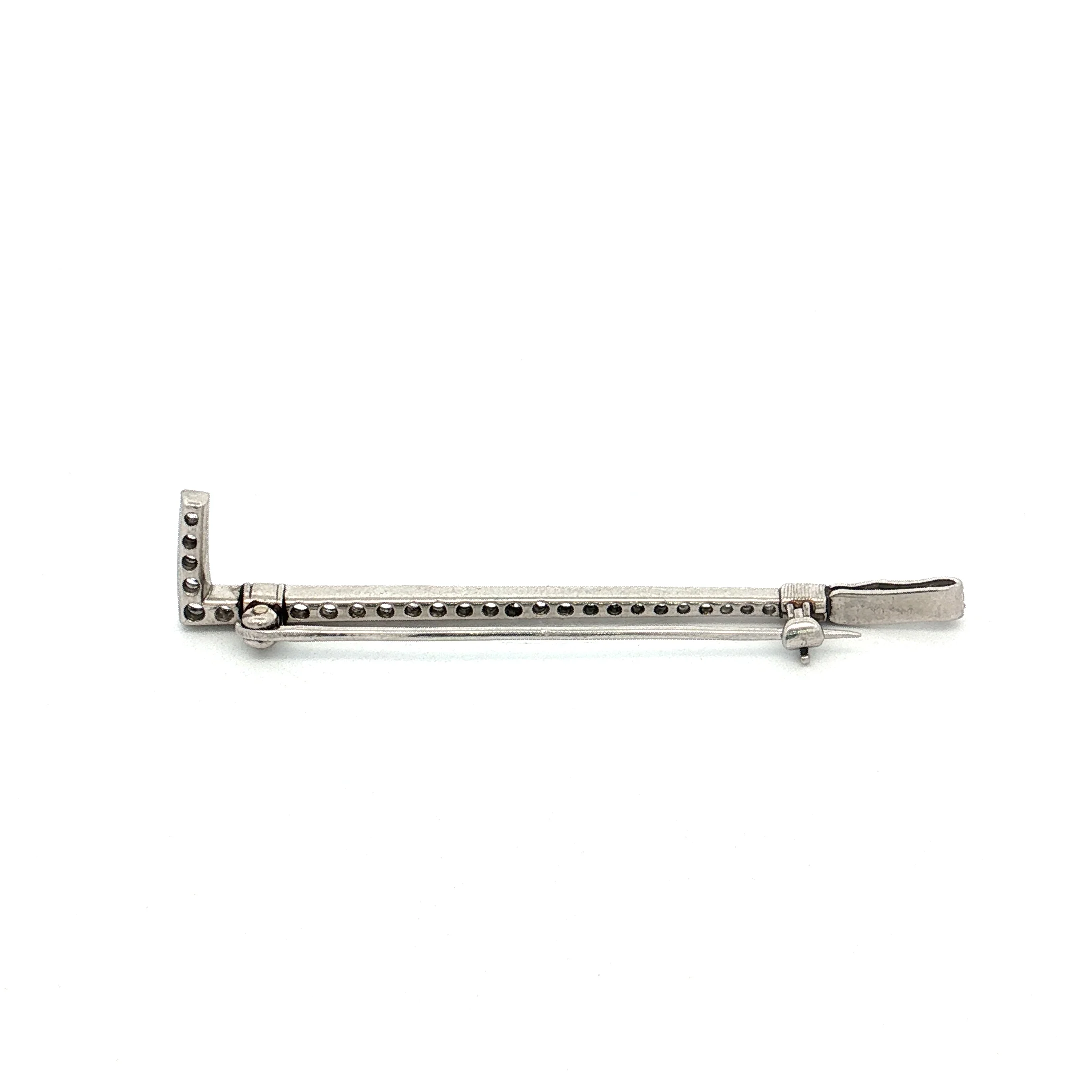 .78 Antique Art Deco Horse Crop Pin in Platinum - Image 2