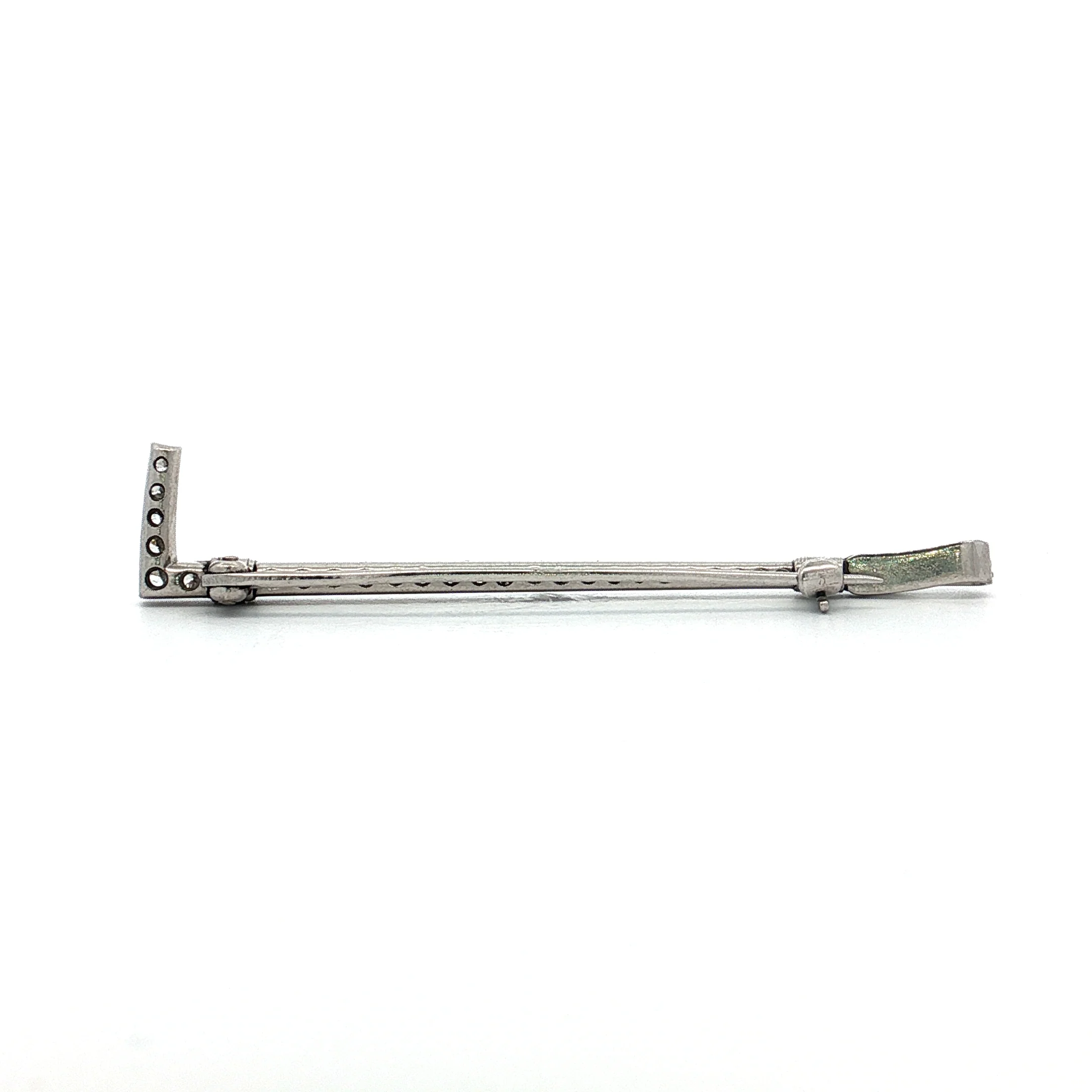 .78 Antique Art Deco Horse Crop Pin in Platinum - Image 3