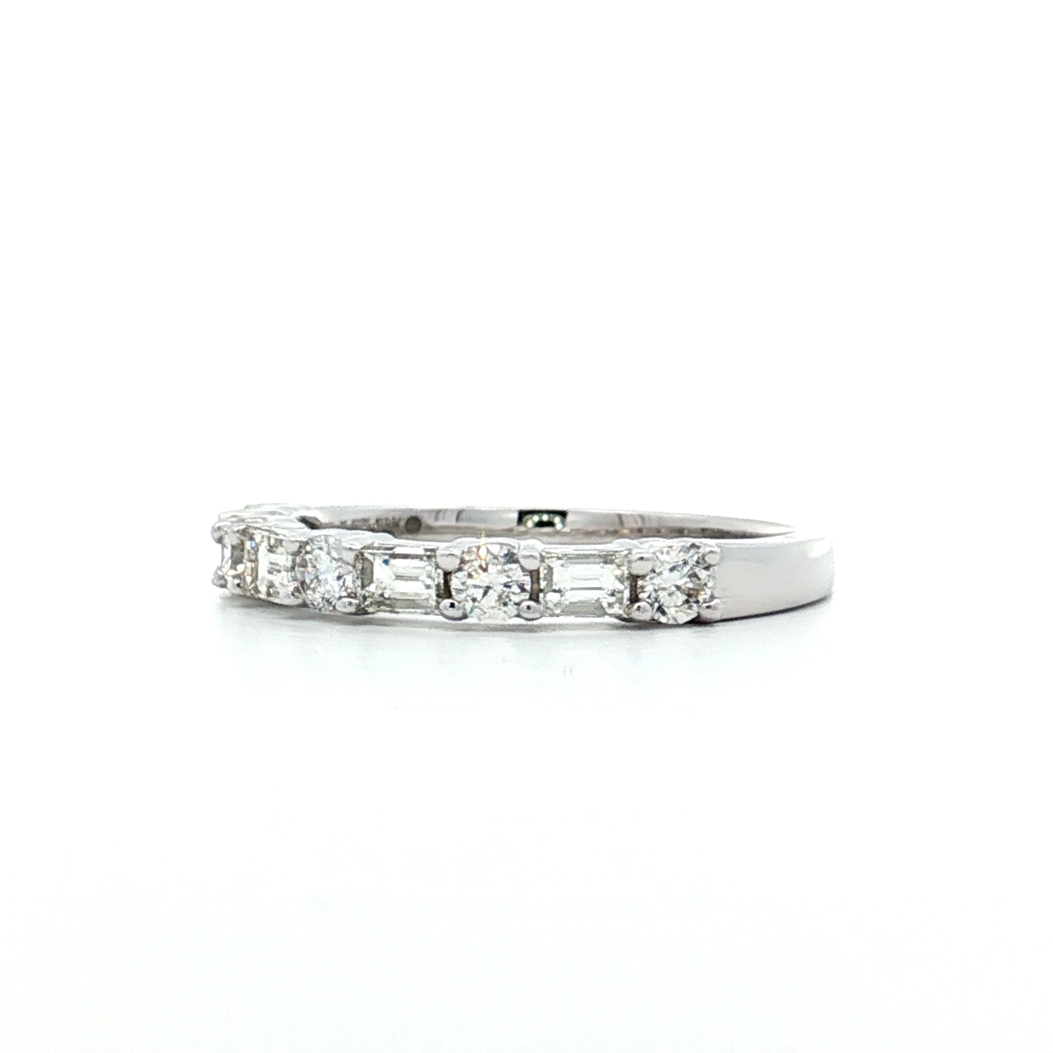 .78 Baguette & Round Diamond Wedding Band in 14k - Image 2