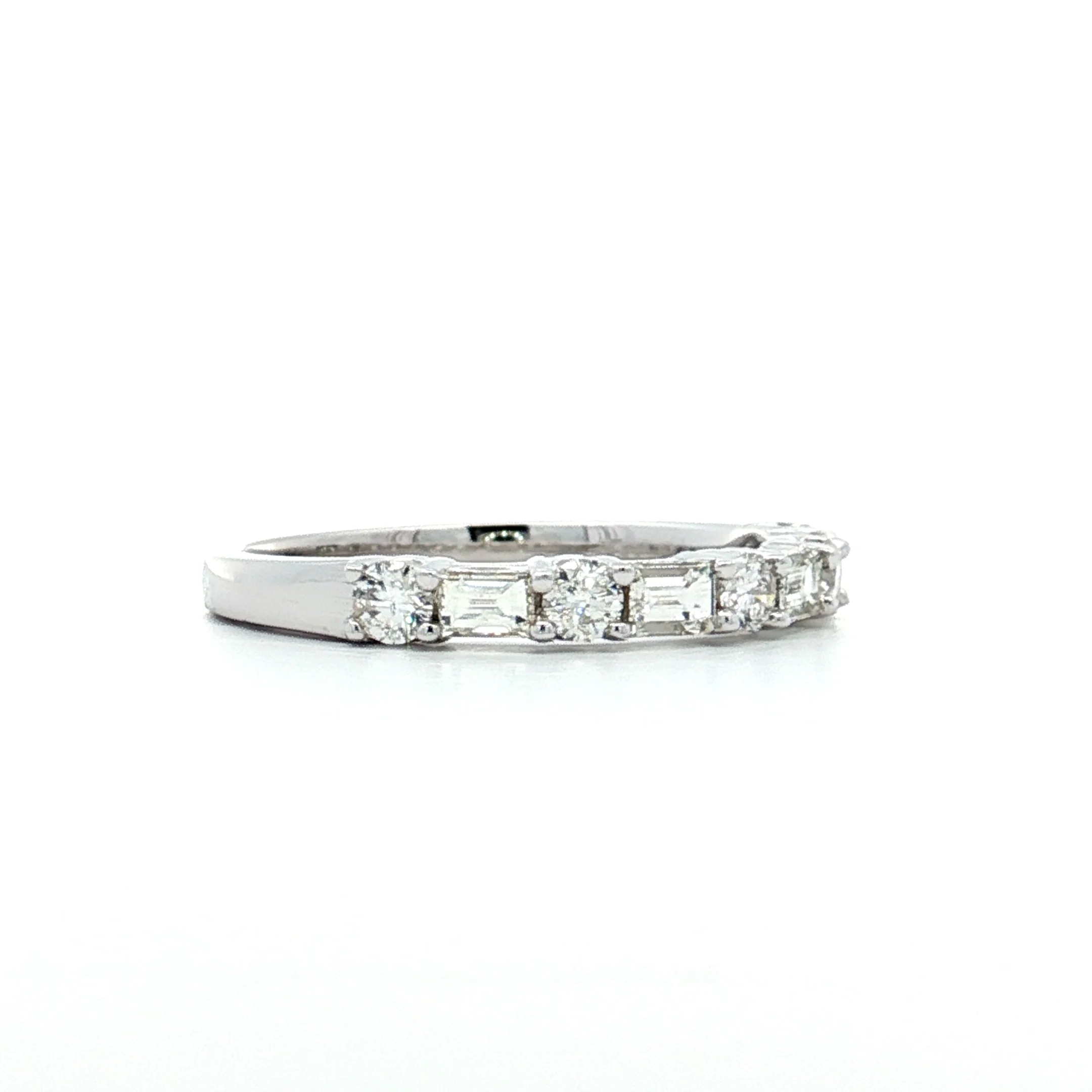 .78 Baguette & Round Diamond Wedding Band in 14k - Image 3