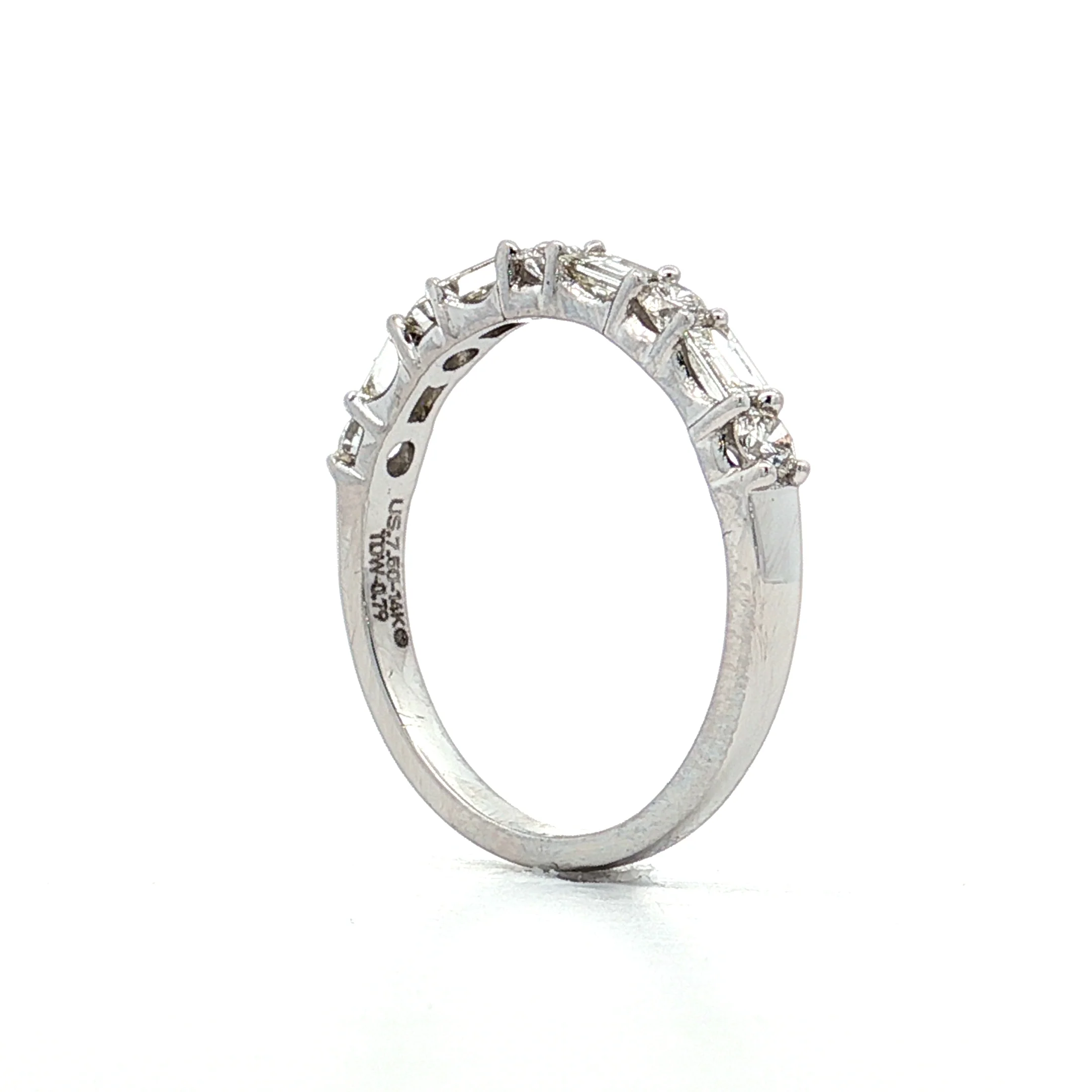 .78 Baguette & Round Diamond Wedding Band in 14k - Image 5