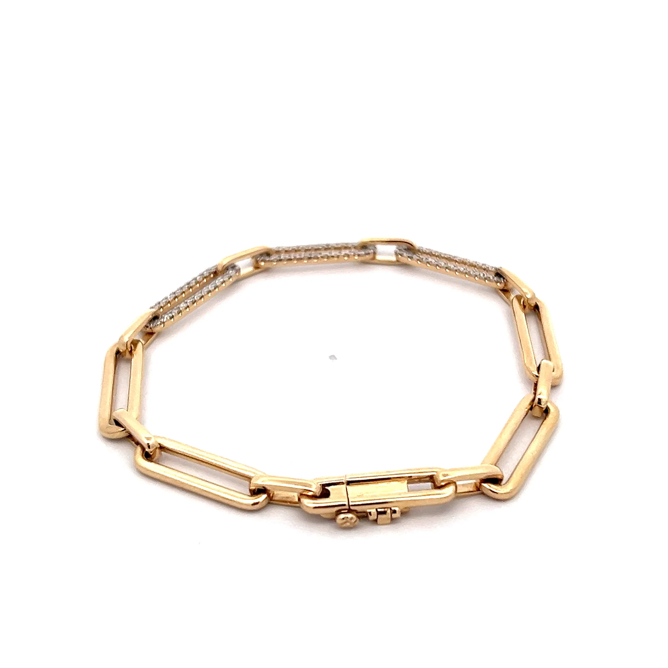 .78 Diamond Paperclip Bracelet 14k Yellow Gold - Image 3