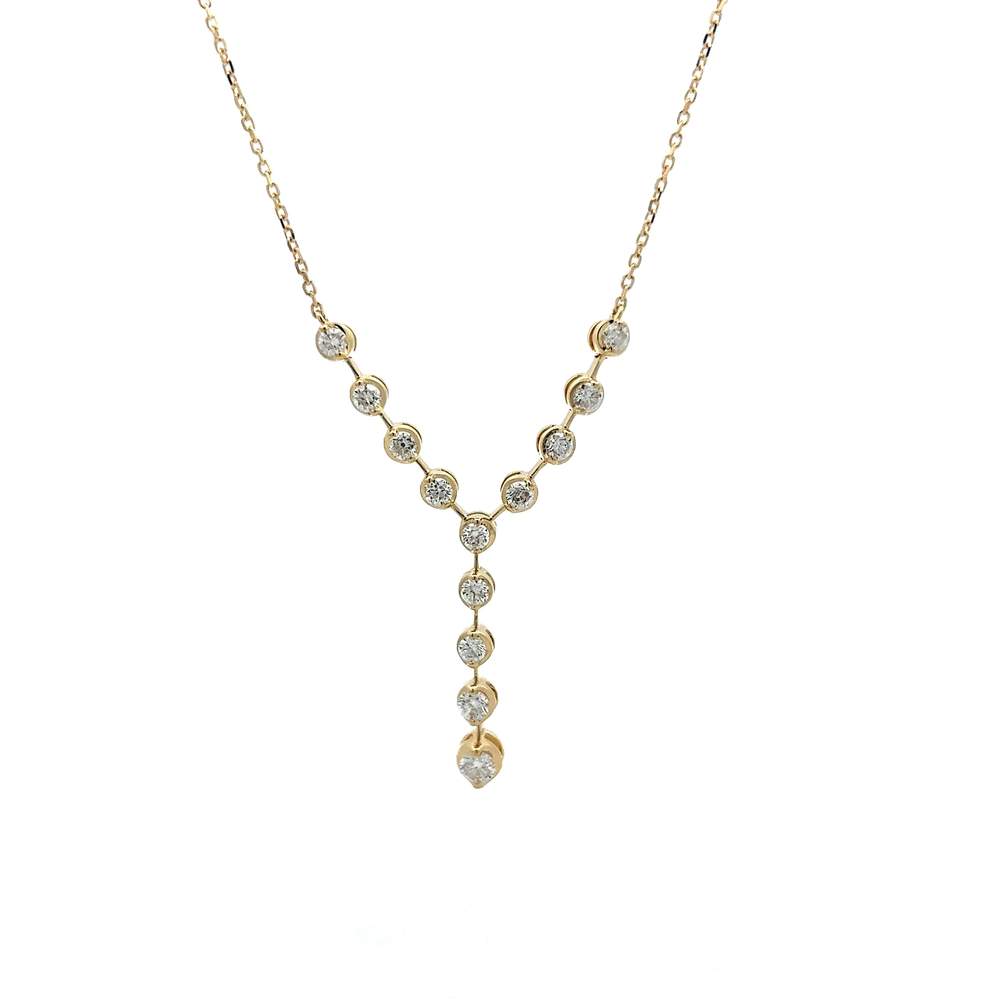.78 Diamond Y Pendant Necklace in 14k Yellow Gold