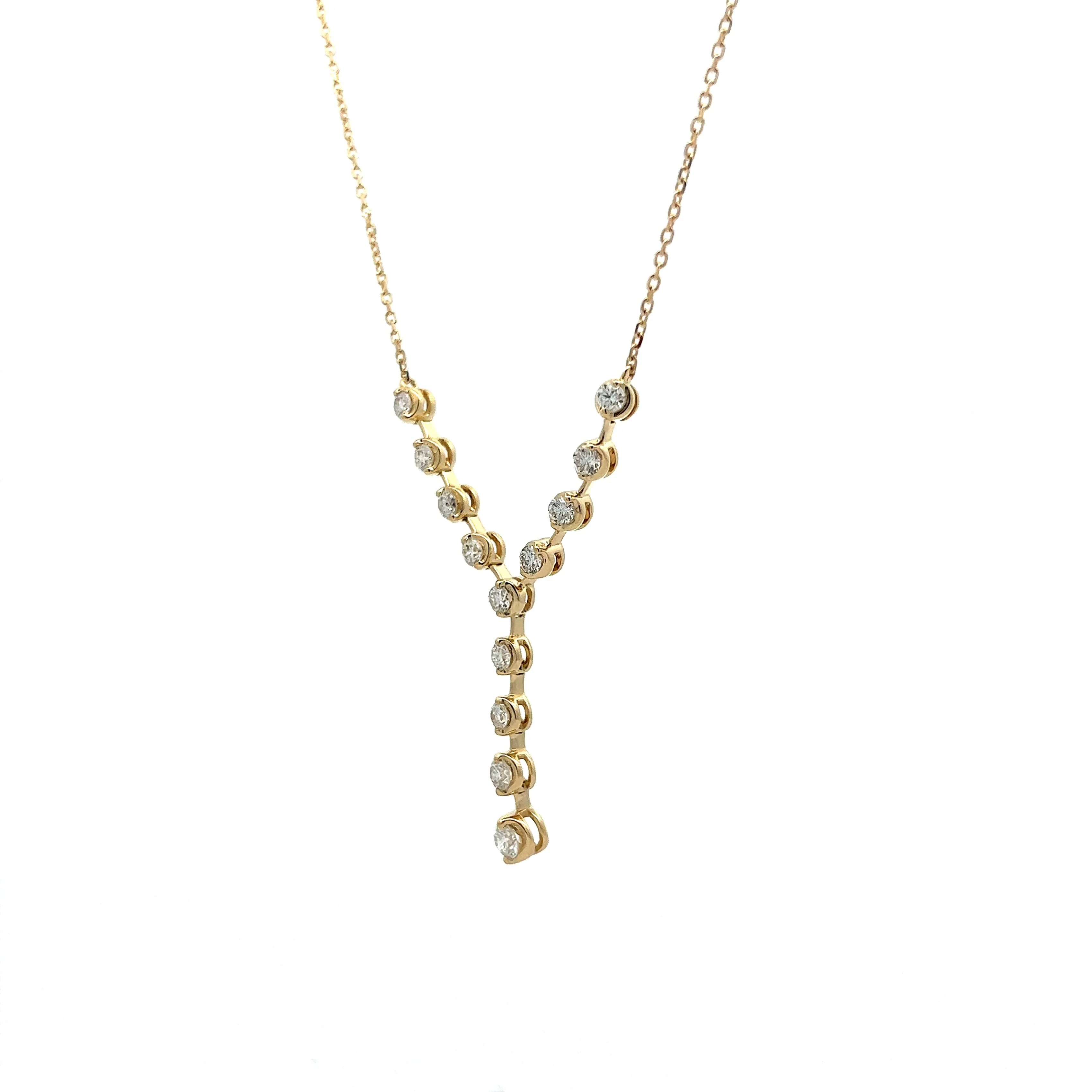 .78 Diamond Y Pendant Necklace in 14k Yellow Gold - Image 2
