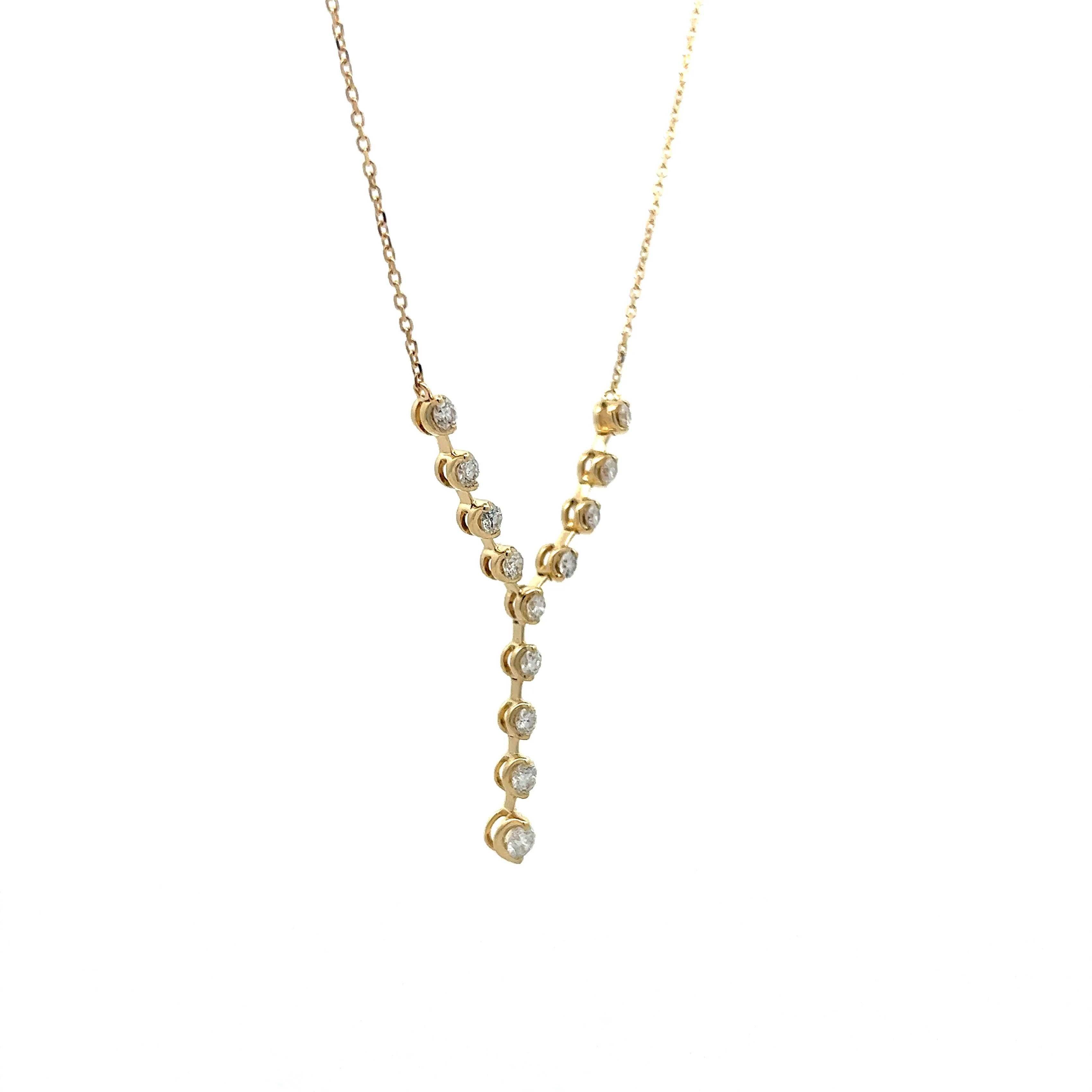 .78 Diamond Y Pendant Necklace in 14k Yellow Gold - Image 3