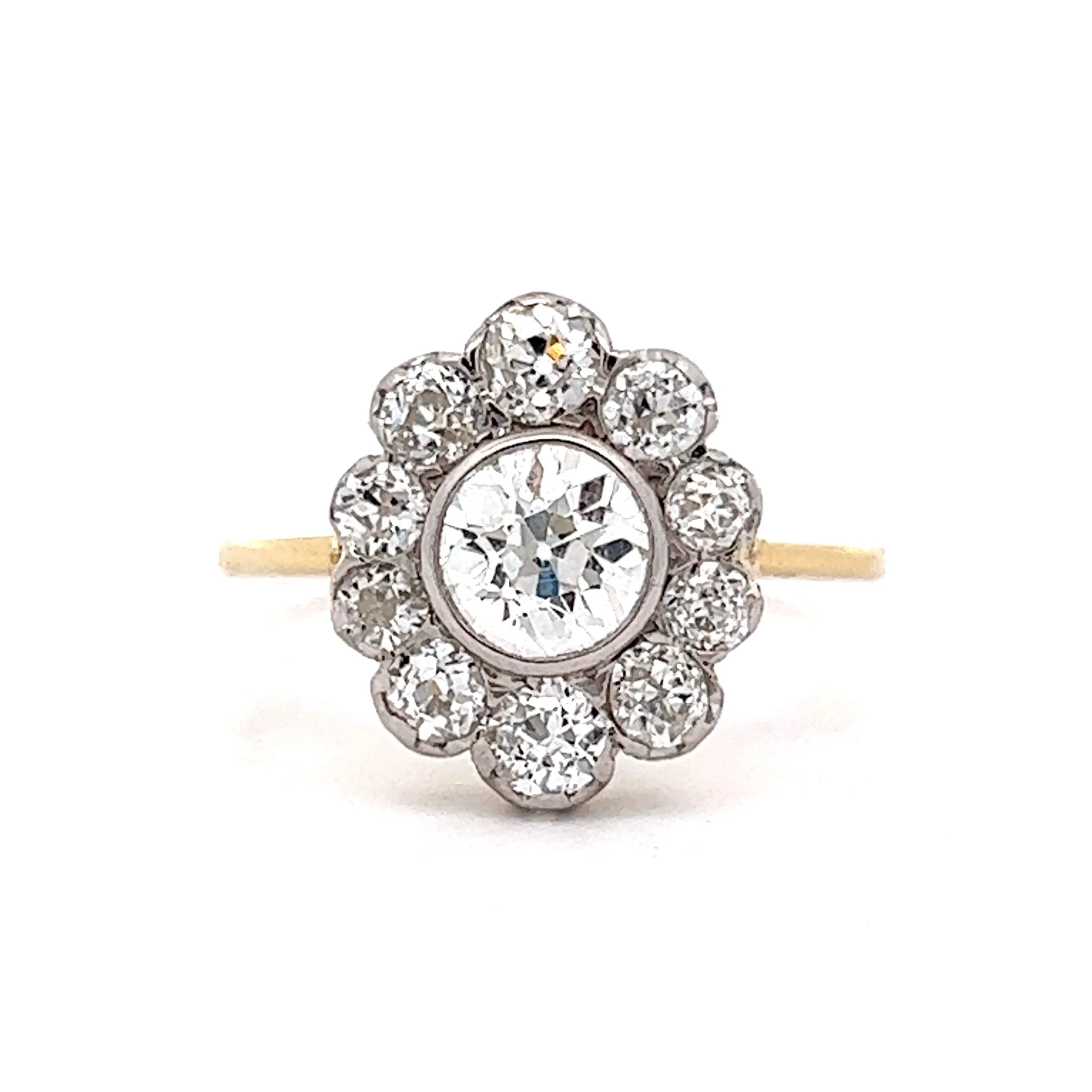 .78 Old European Cut Diamond Halo Engagement Ring