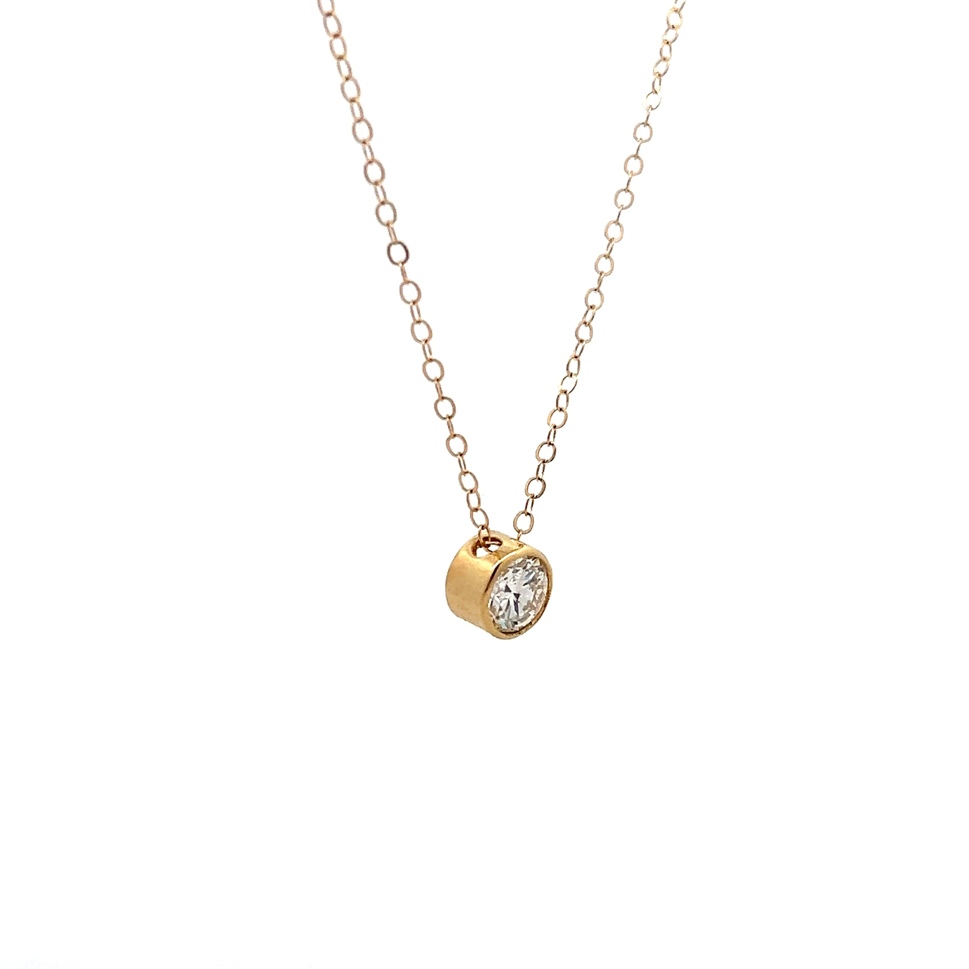 .78 Round Brilliant Diamond Pendant in 14k Yellow Gold - Image 3