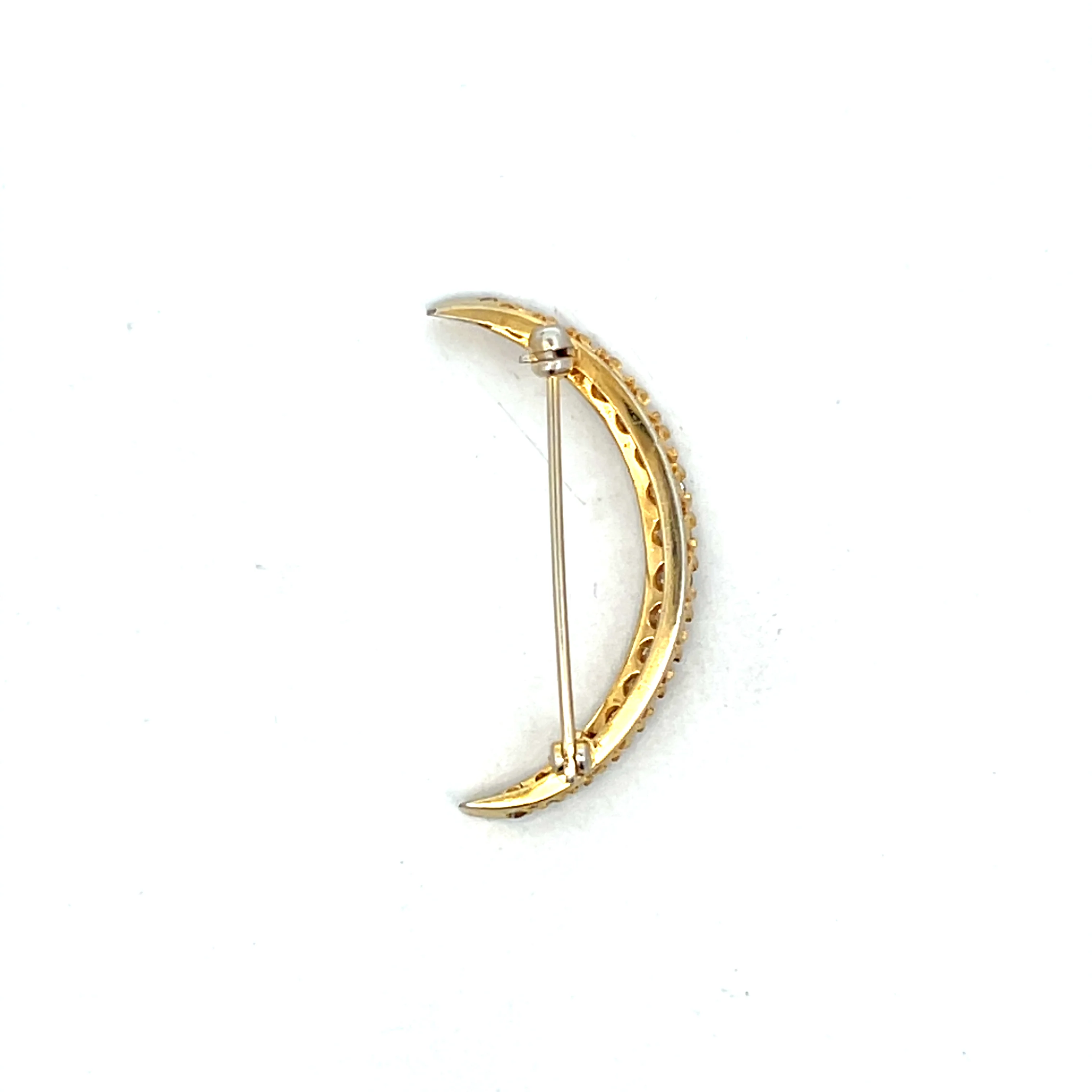 .78 Victorian Half Moon Diamond Brooch in 14k - Image 2
