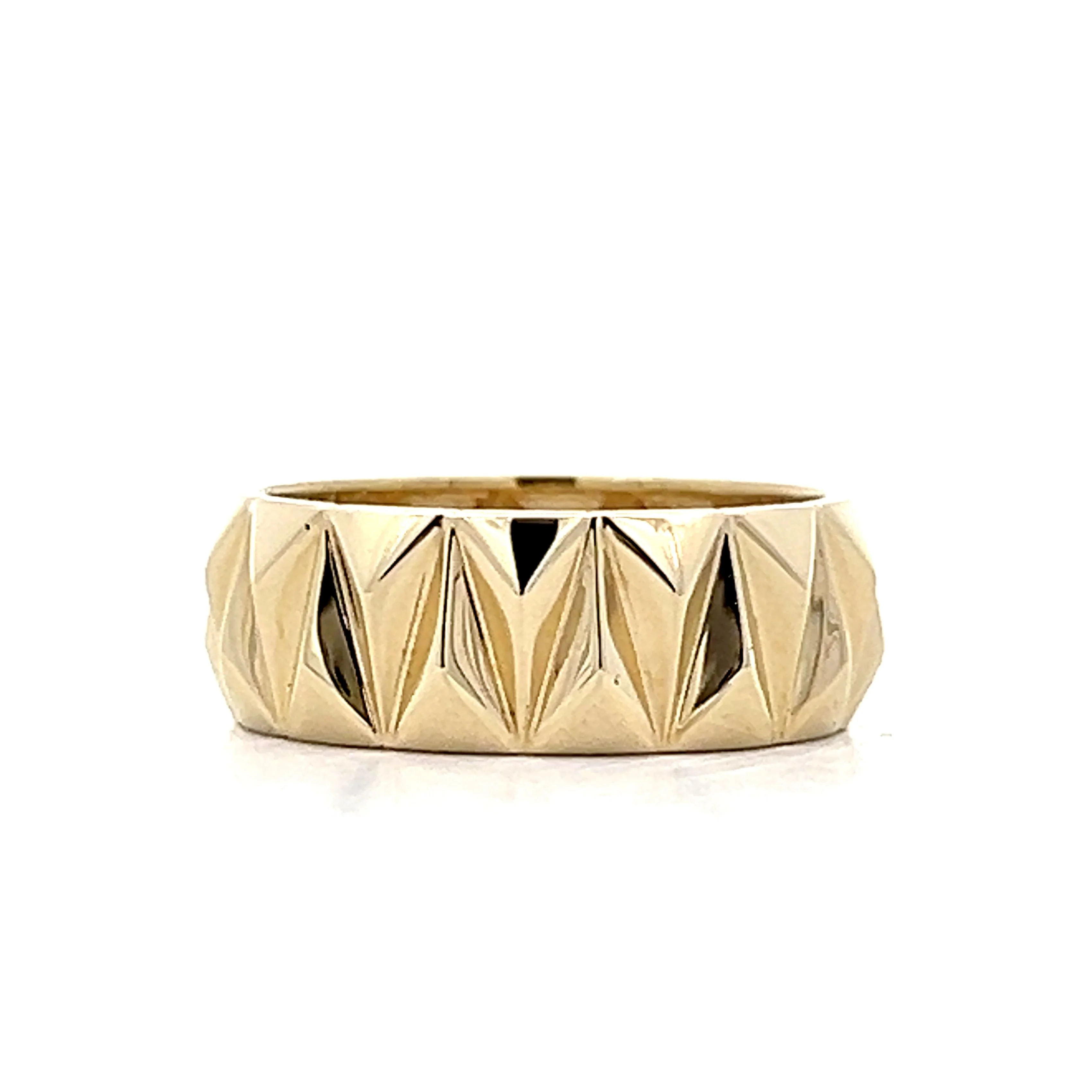 7mm Vintage Inspired Triangular Geometric Band in 14k - Image 2